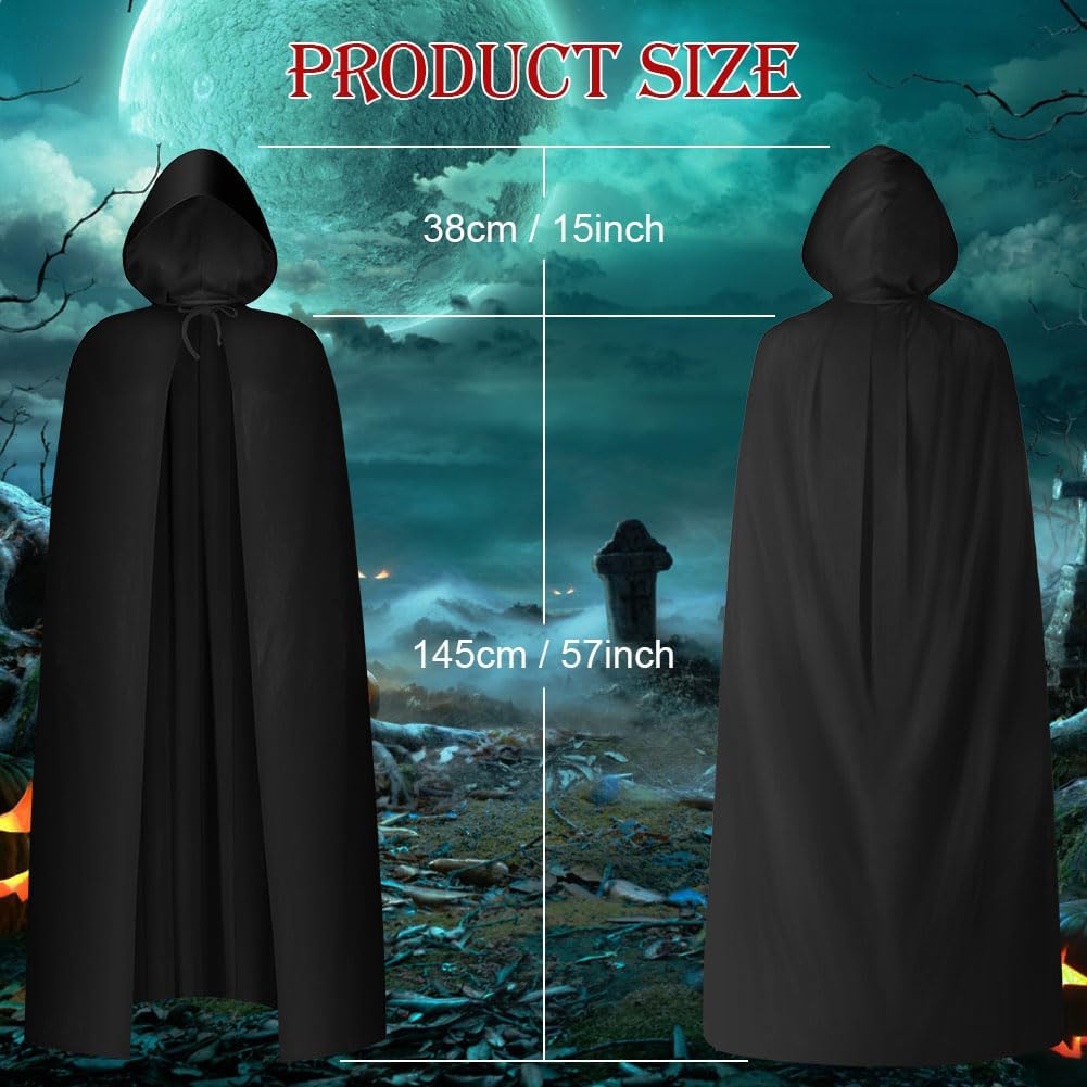 Detalle de AOOWU Schwarzer Vampir-Umhang mit Kapuze für Erwachsene – einseitiger Cape Poncho fürs Kostüm
