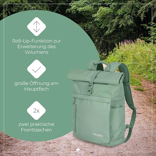 Detalle 2 de Travelite Rolltop Handgepäck Rucksack BASICS, 60 cm, 35 Liter – vielseitig, flexibel und robust