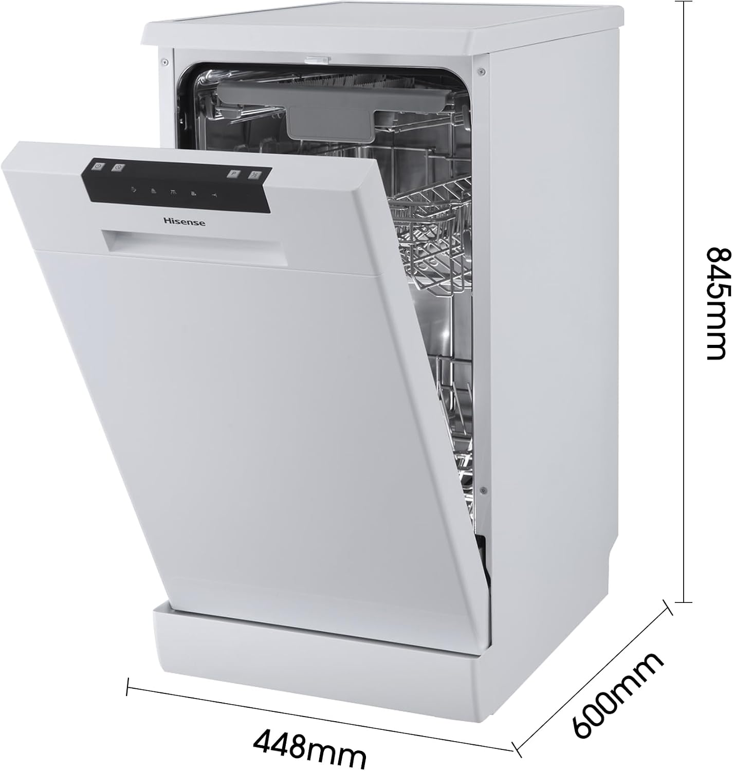 Detalle de Hisense HS523E15WUK Slimline 10-Place Free Standing Dishwasher (White) with 30 Minutes Quick Wash