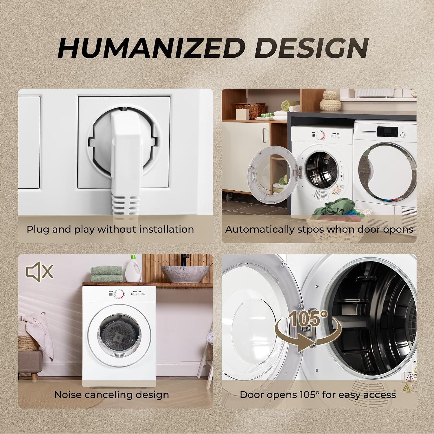 Thumbnail 6 de EUHOMY CD009 Portable Clothes Dryer, 1.8 Cu. Ft., Stainless Steel Drum