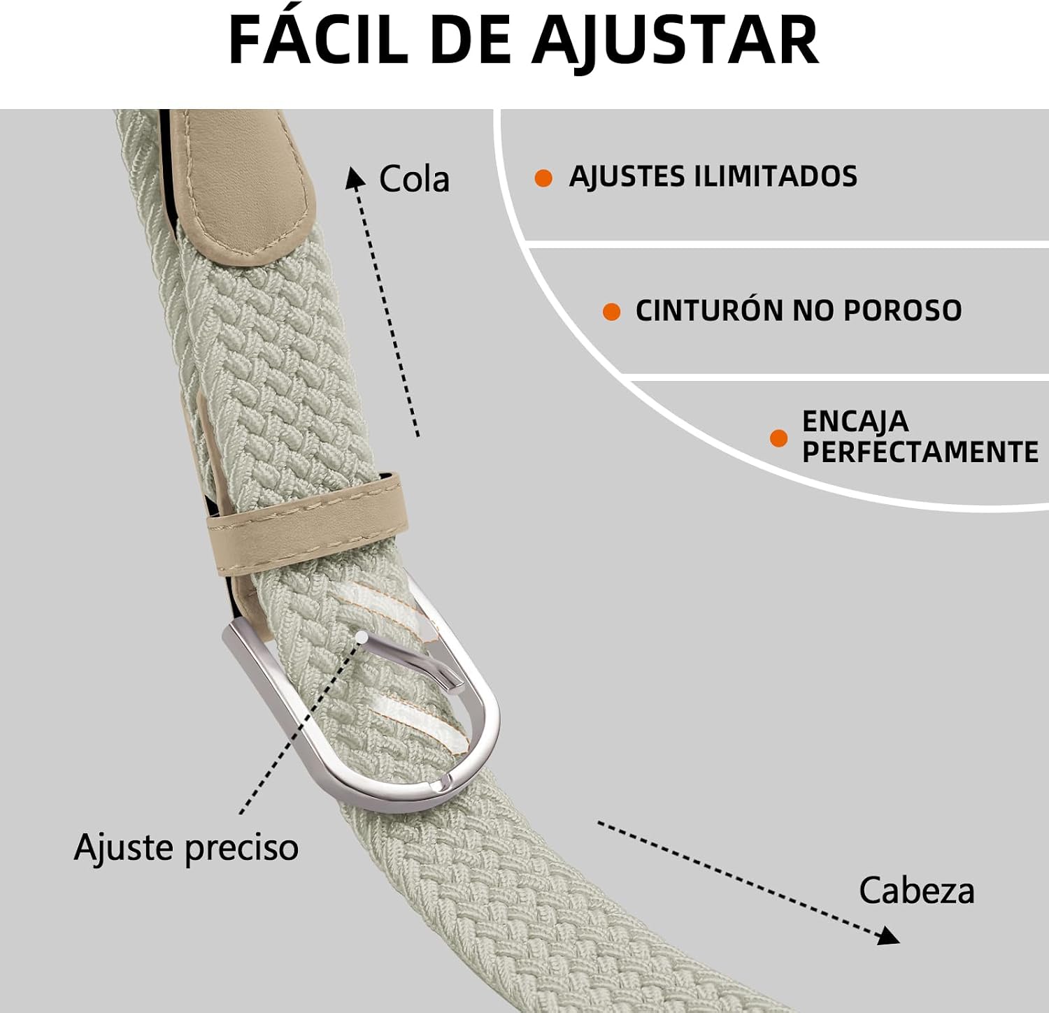 Detalle de TANGCHAO Cinturón elástico trenzado para jeans