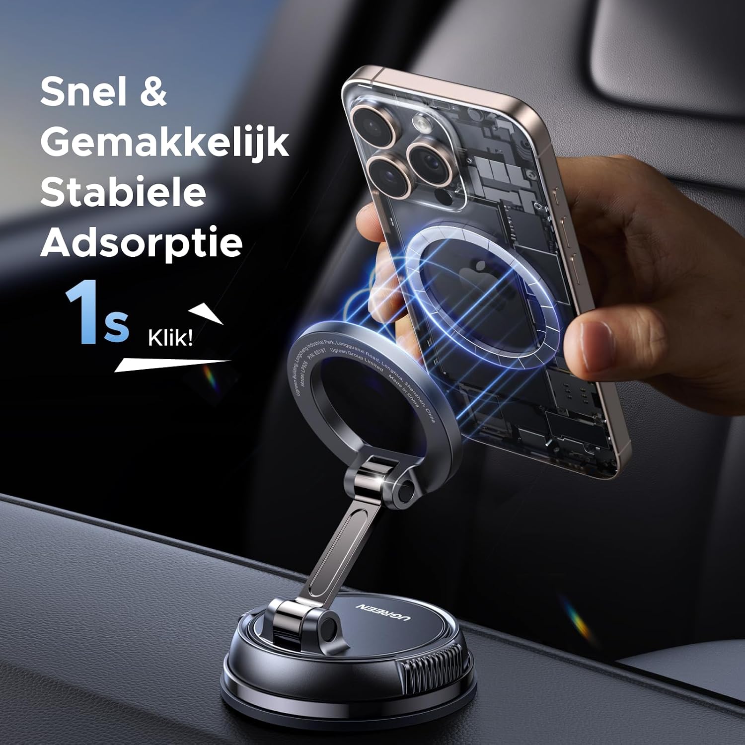 Thumbnail 5 de UGREEN 65187 MagSafe-autotelefoonhouder met vacuümzuignap en N55-magneet
