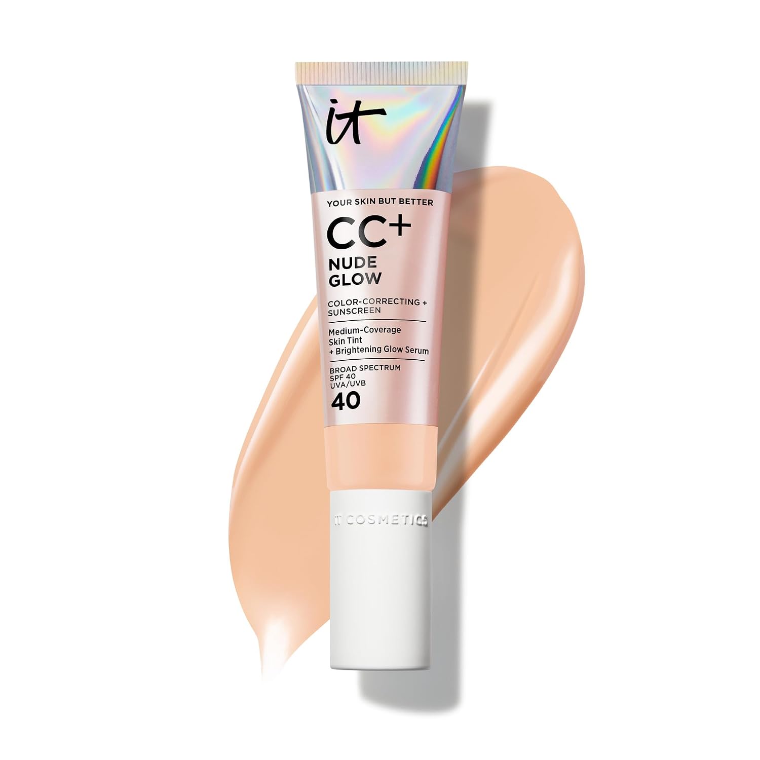 Detalle de IT Cosmetics CC+ Cream Nude Glow Foundation, SPF 40, Buildable Medium Coverage