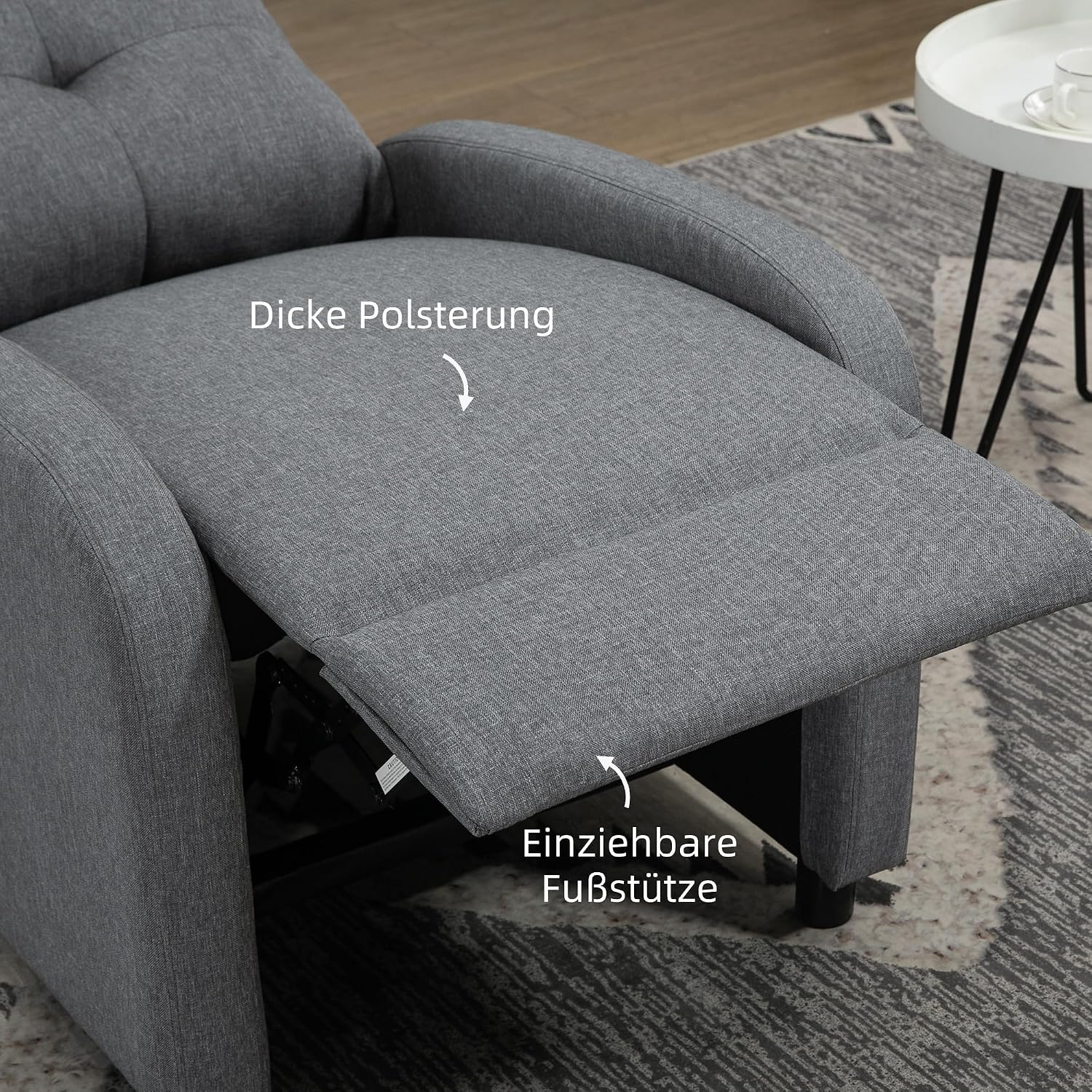Thumbnail 4 de HOMCOM Sillón Relax Reclinable 155° Gris