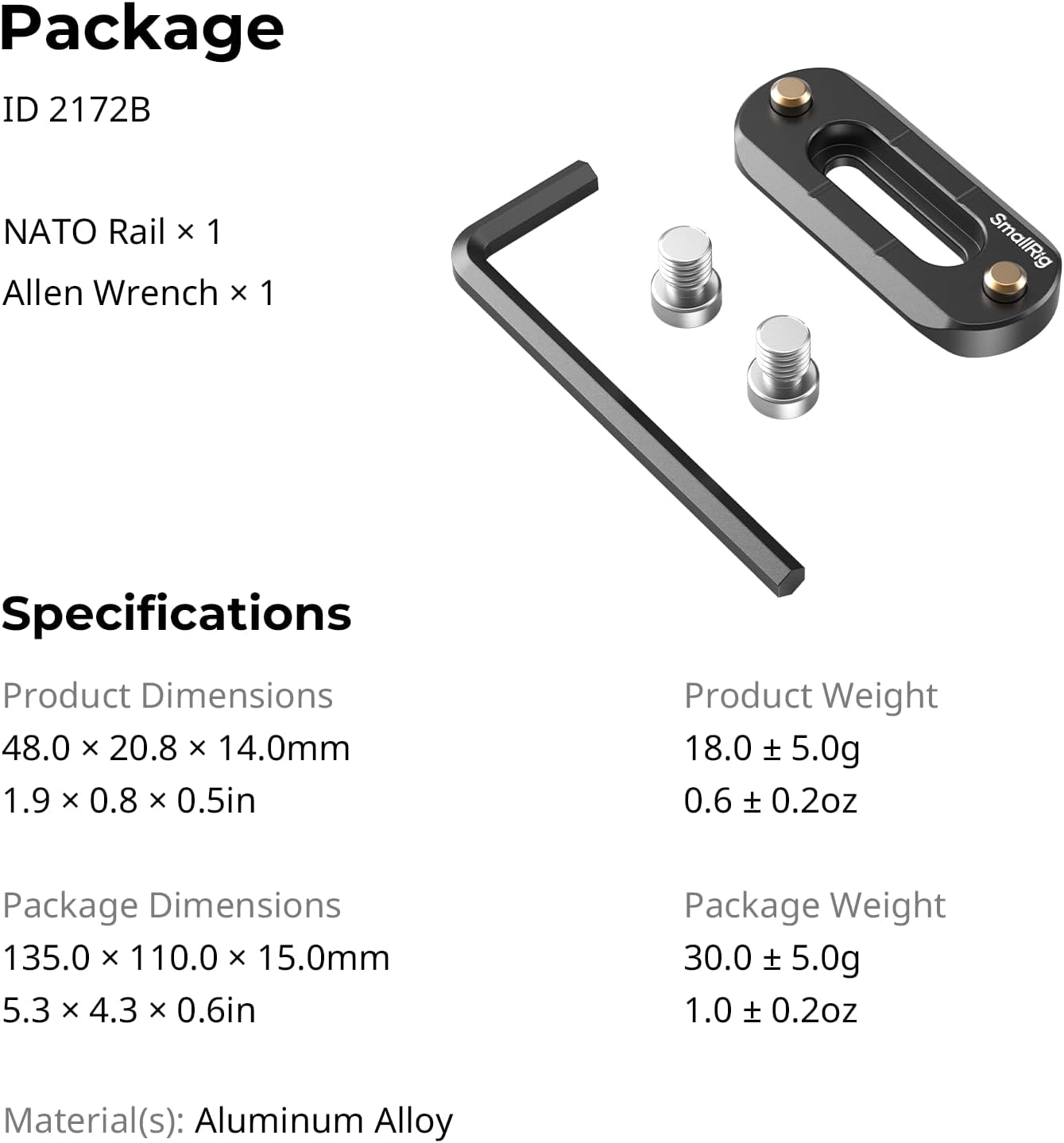 Thumbnail 5 de SmallRig NATO Rail Mini Quick Release 48 mm (2172B) für Kamerakäfige mit NATO-Klemme