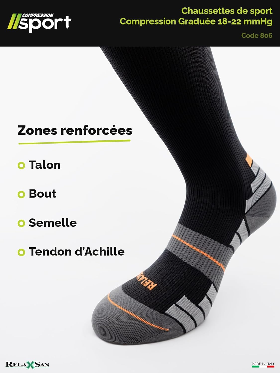 Thumbnail 4 de Relaxsan Chaussettes de Contention Sport 18-22 mmHg – Unisexe, Running et Sport