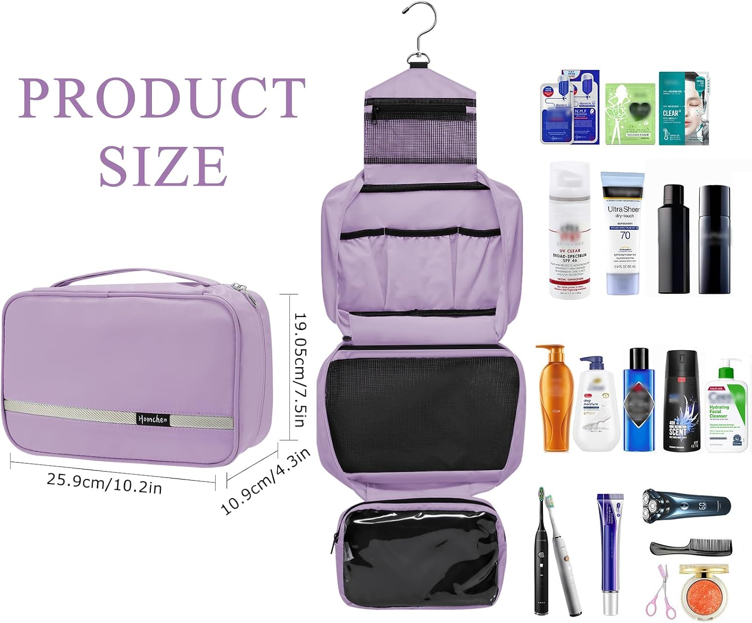 Thumbnail 1 de homchen Hanging Toiletry Bag 4 Compartments