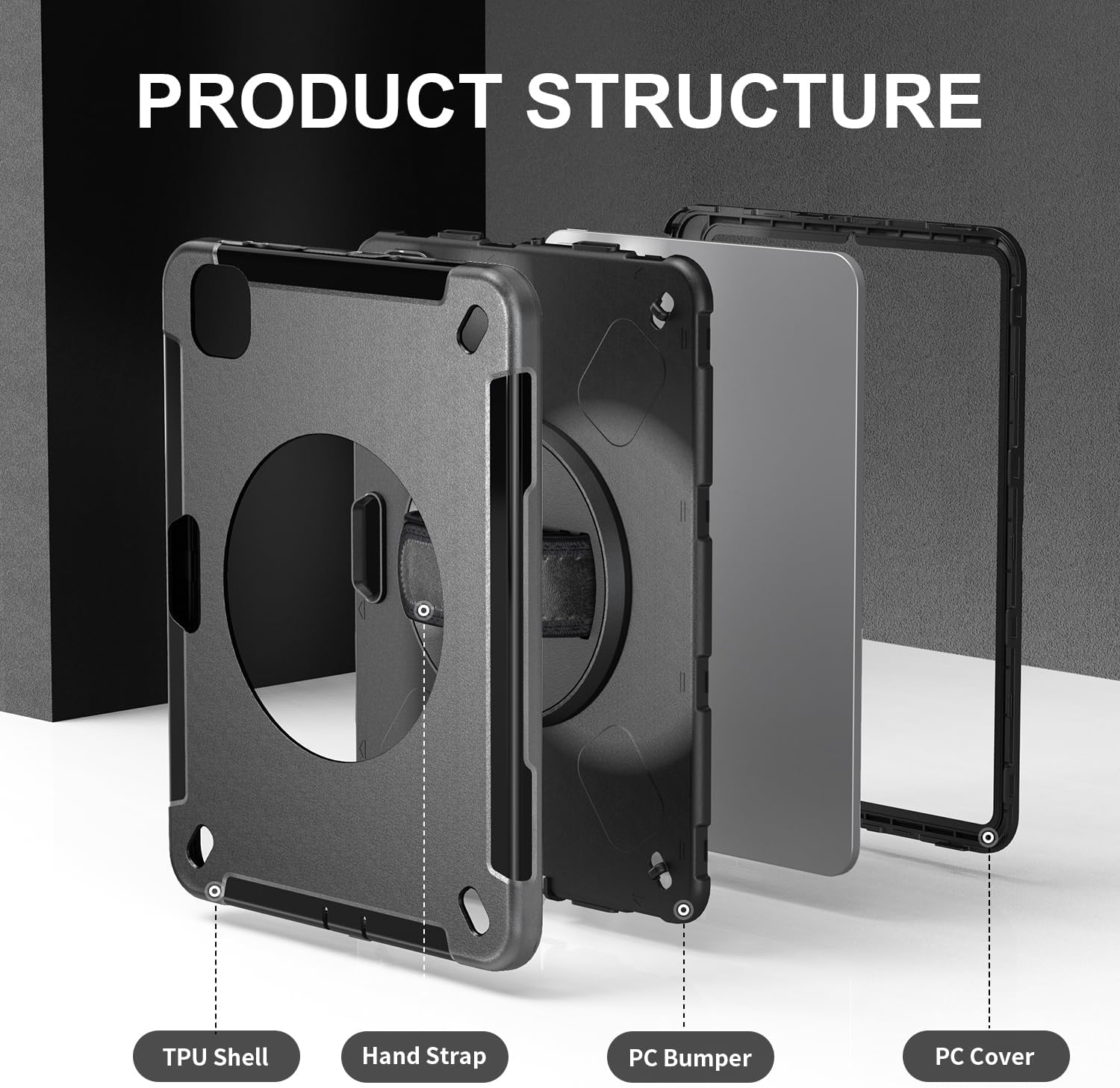 Thumbnail 5 de Gerutek Armour Case for iPad Pro 11 inch (2025/2024) — Rugged 6th/5th Gen with 360° Stand, Hand/Shoulder Straps and Pencil Holder