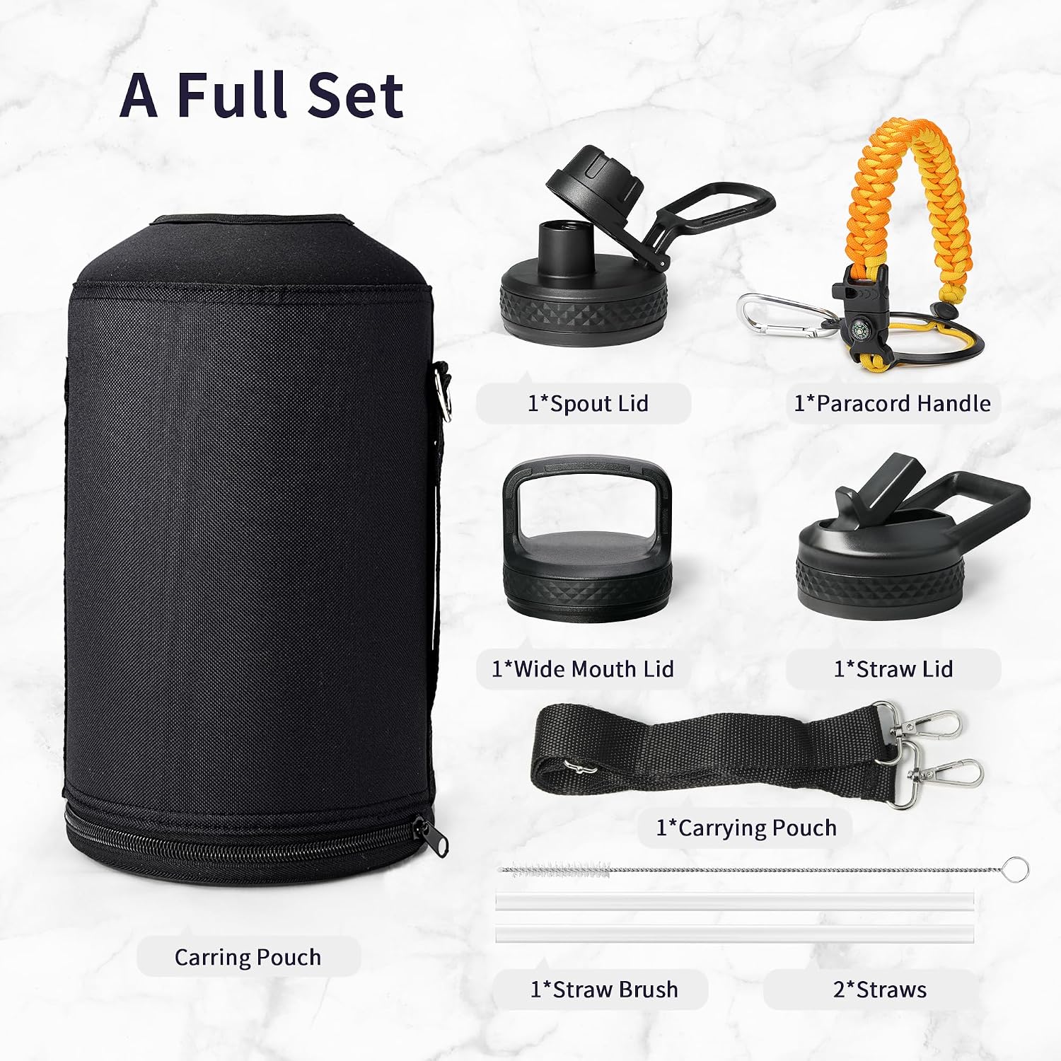 Thumbnail 6 de Trebo 3.8 L Insulated Water Bottle with Paracord Handle and Straw – 128oz Vacuum Stainless Steel