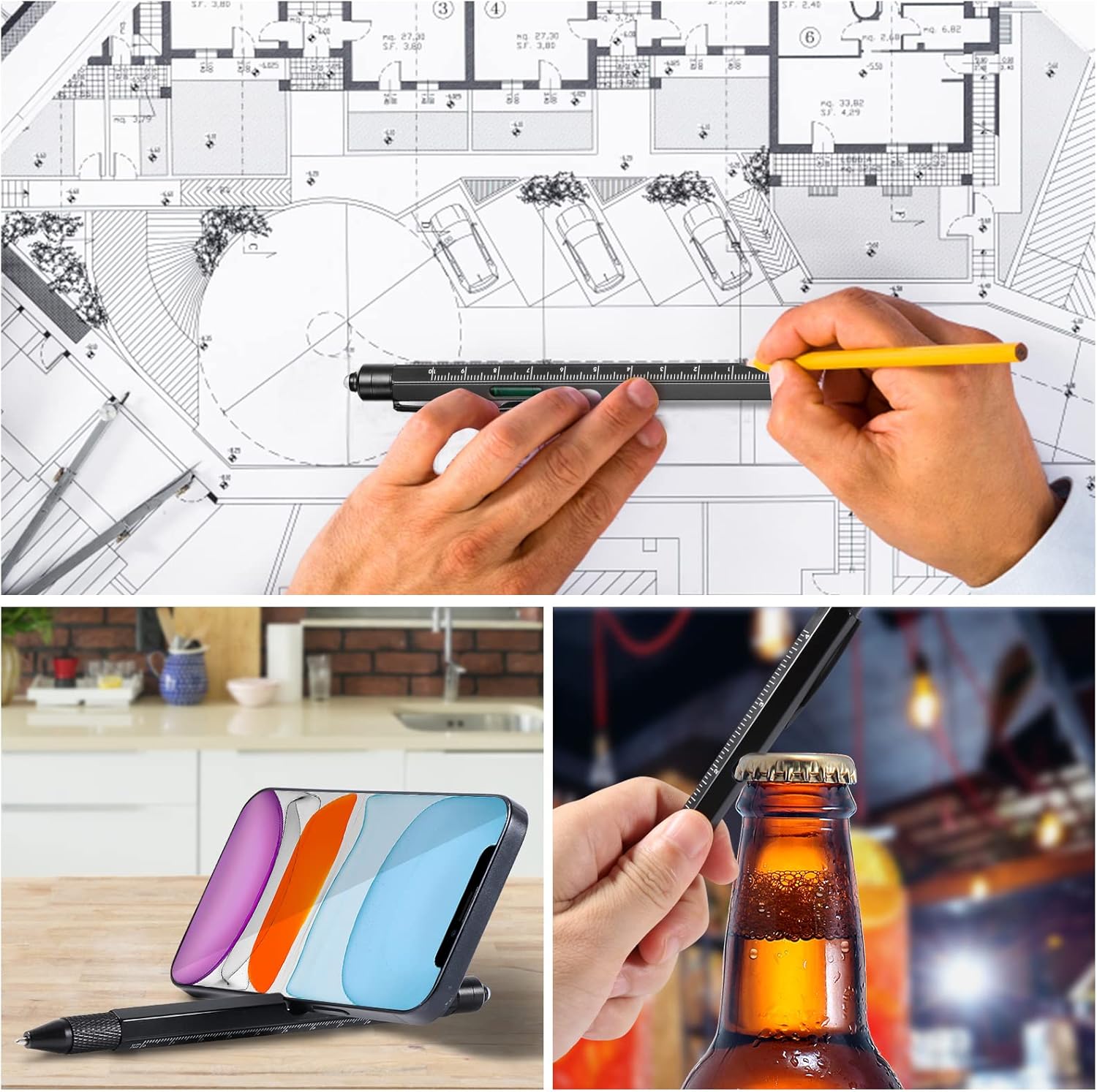 Detalle de Vinabo Idee Cadeau Noël Homme Original Utile — Stylo Multifonction 9 en 1