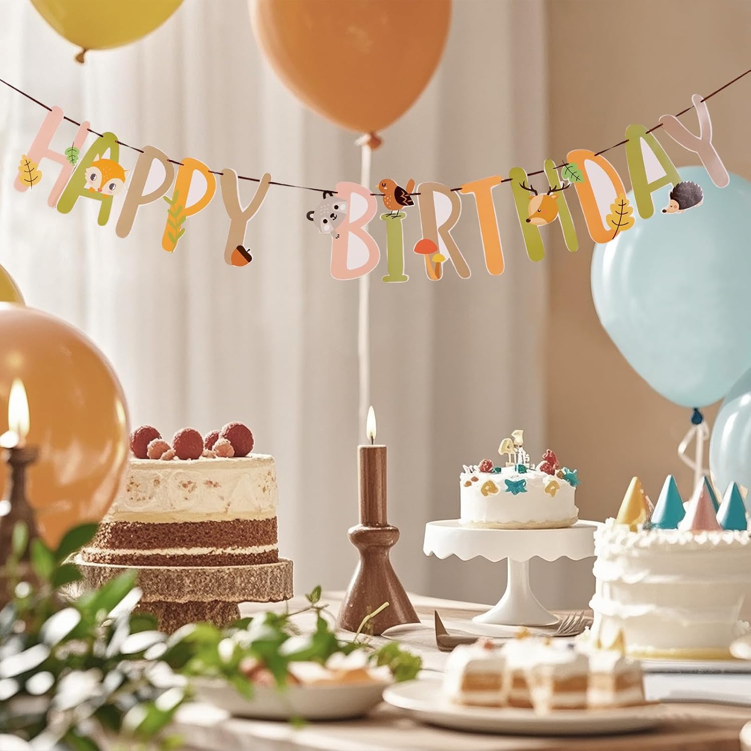 Thumbnail 5 de SUNBEAUTY Cartoon Happy Birthday Banner – Dschungel Safari Girlande für Kindergeburtstag