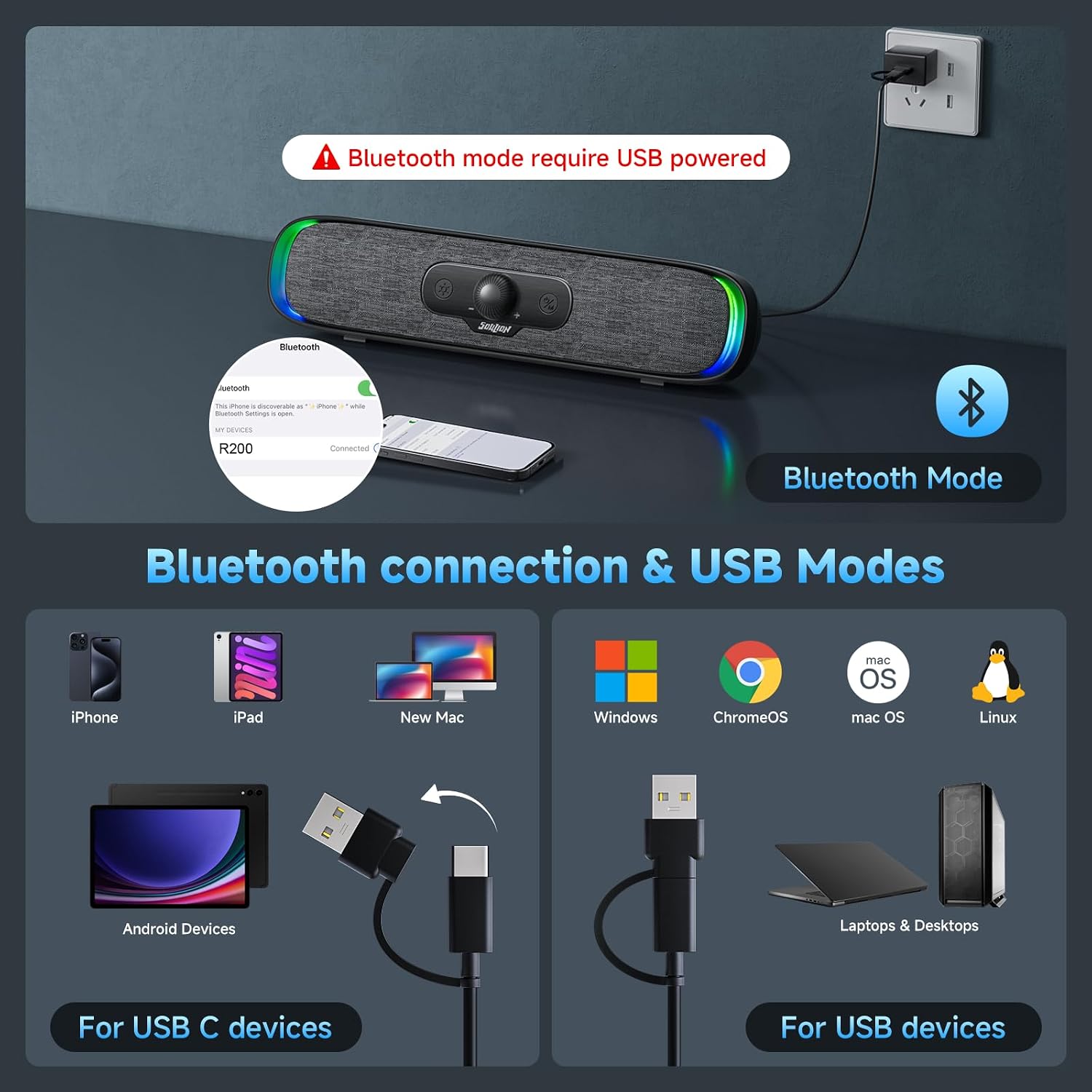 Thumbnail 4 de SOULION R200 Bluetooth PC Speakers with LED