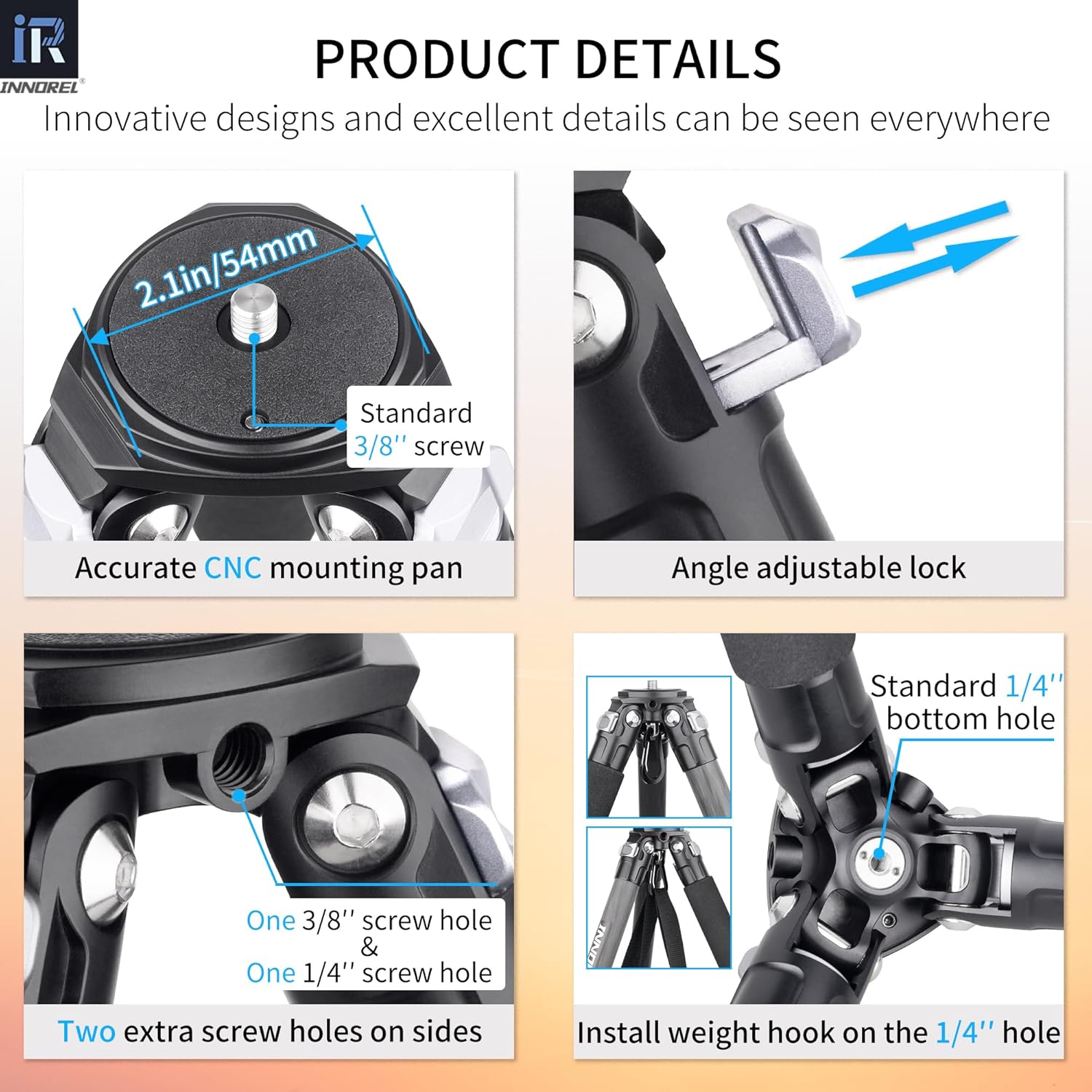 Thumbnail 3 de Carbon Fiber Tripod-INNOREL KT284C Professional Travel Tripod for DSLR Cameras