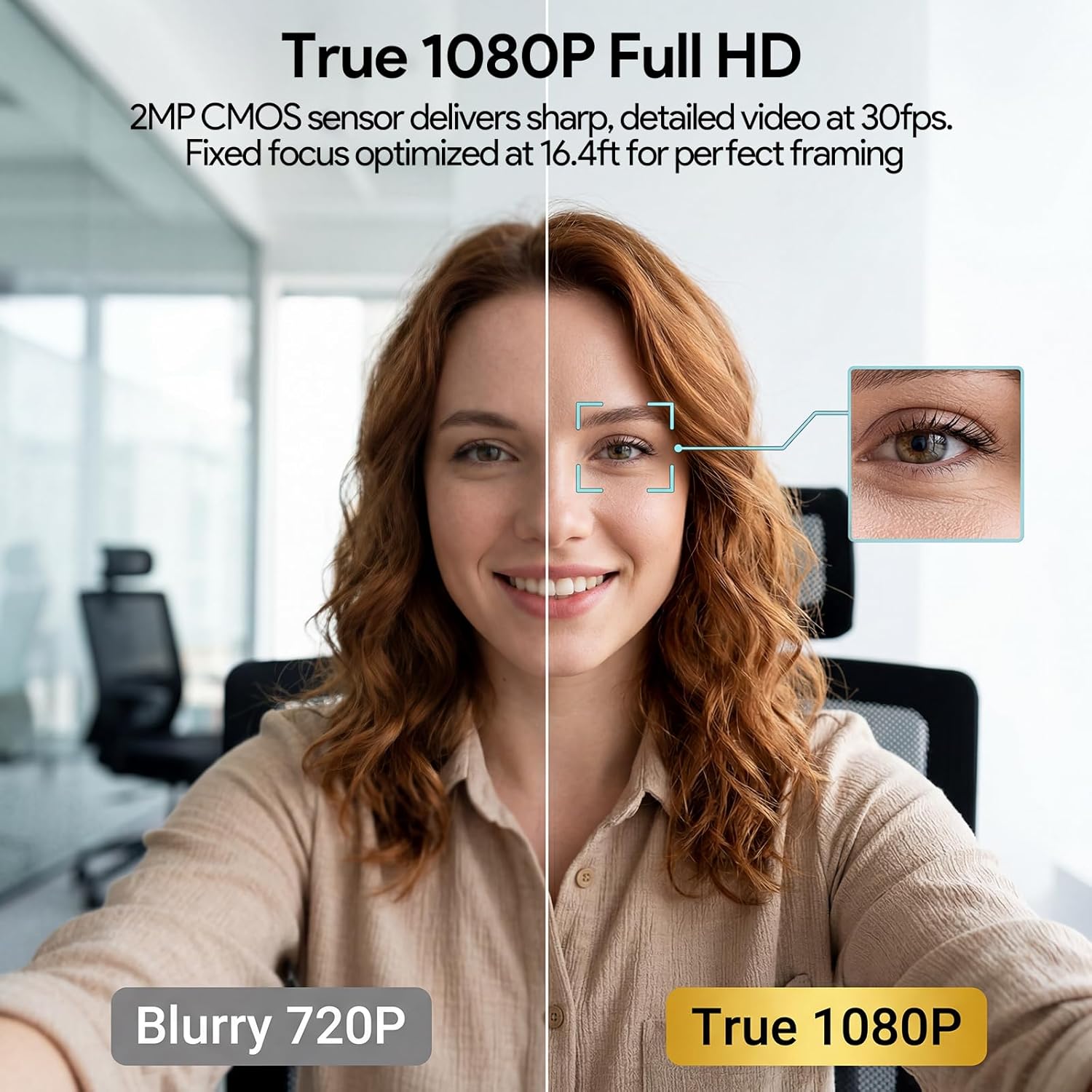 Thumbnail 1 de OIEXEN 1080P Webcam with Microphone and Privacy Cover — Plug & Play for UK Home Offices