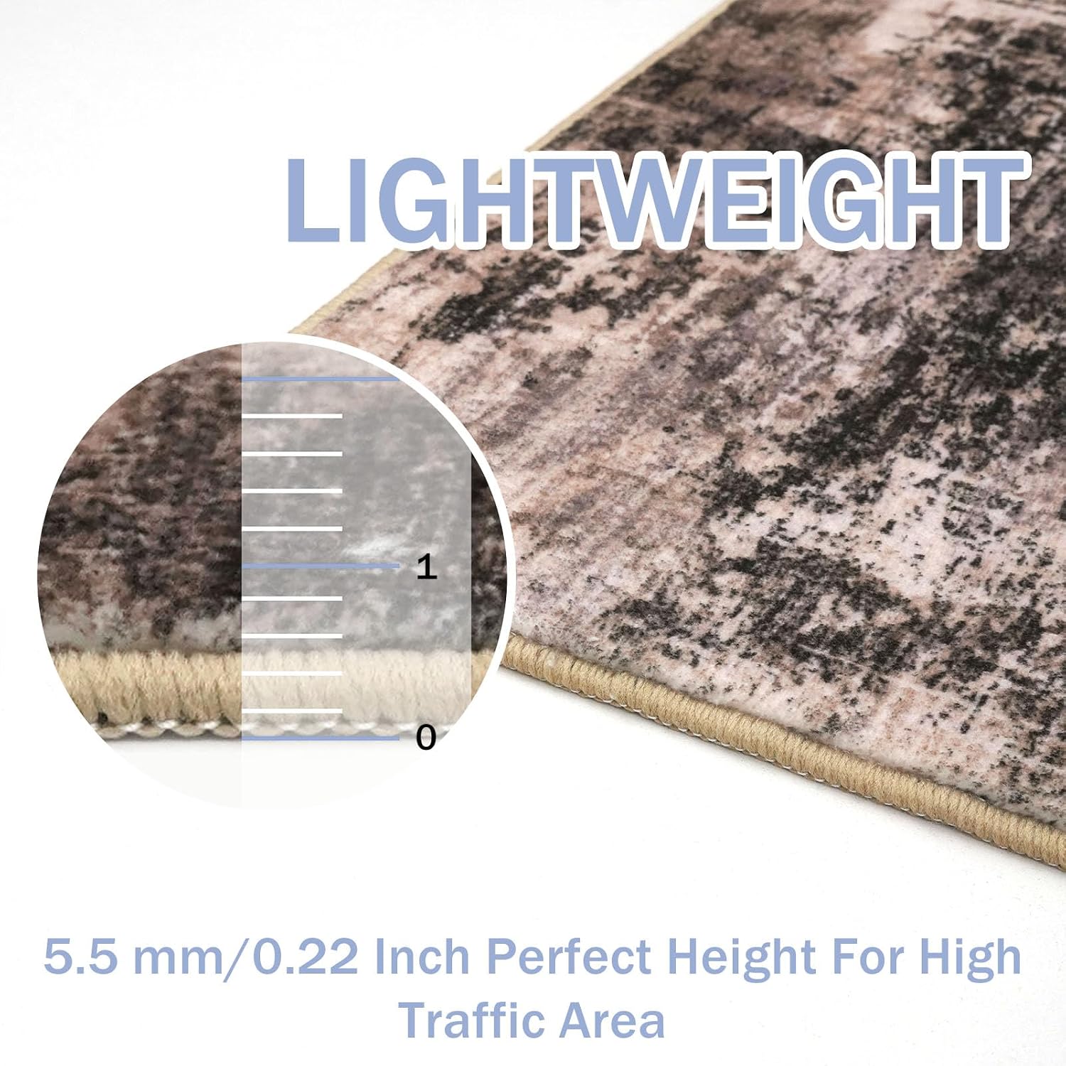 Detalle de IOHOUZE Abstract Area Rug, 5x7 ft — Washable, Non-Slip, Brown/Rust