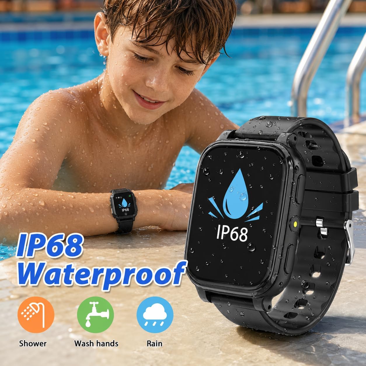 Detalle de pmstuy Fitness Tracker Montre Connectée pour Enfant — Écran 1,83'' HD, IP68, Suivi Activité et Sommeil, Jeux Éducatifs