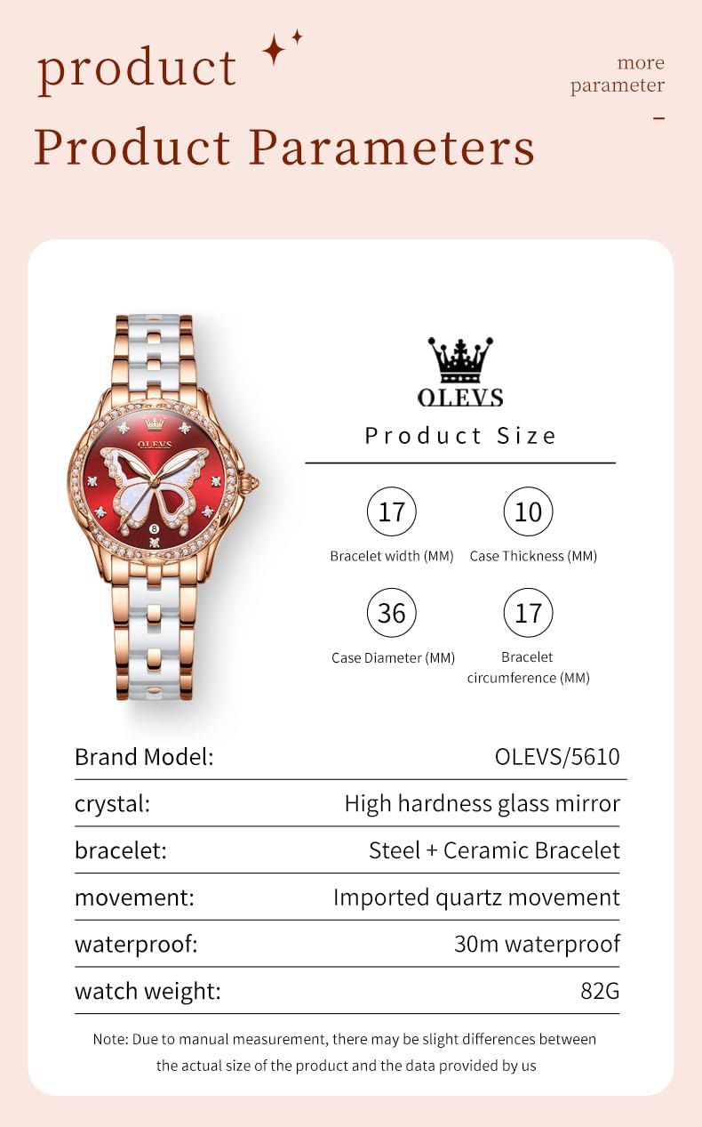 Thumbnail 5 de OLEVS Damen Diamantuhr Roségold Keramikglas 41mm
