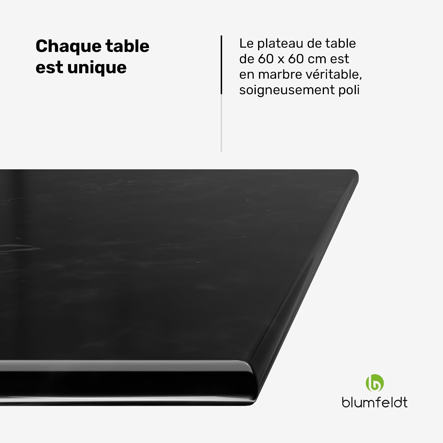 Detalle de blumfeldt Patras marmeren bistrotafel 60 x 60 cm met gietijzeren voet
