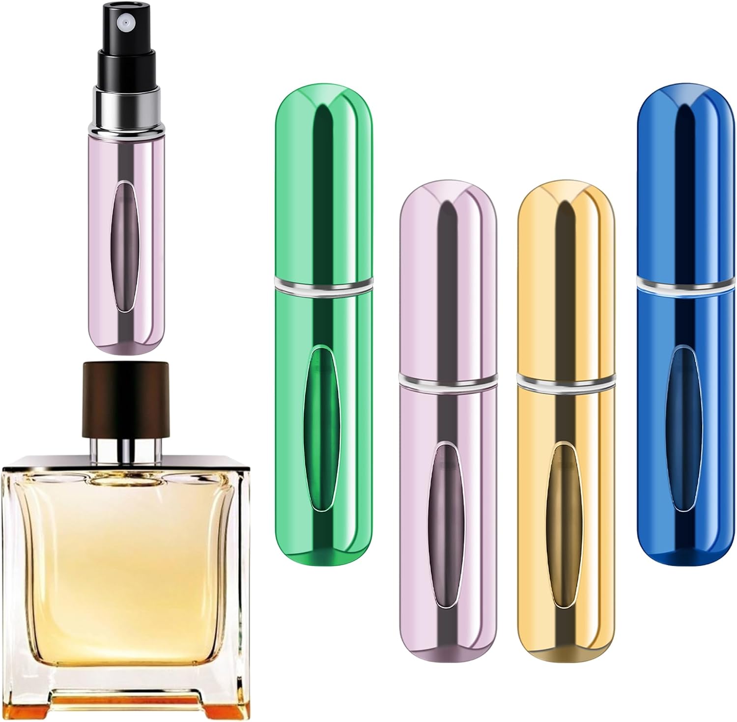 Detalle de forebile XSP-01 Refillable Perfume Atomizer, 5 mL Aluminum, 4-Pack