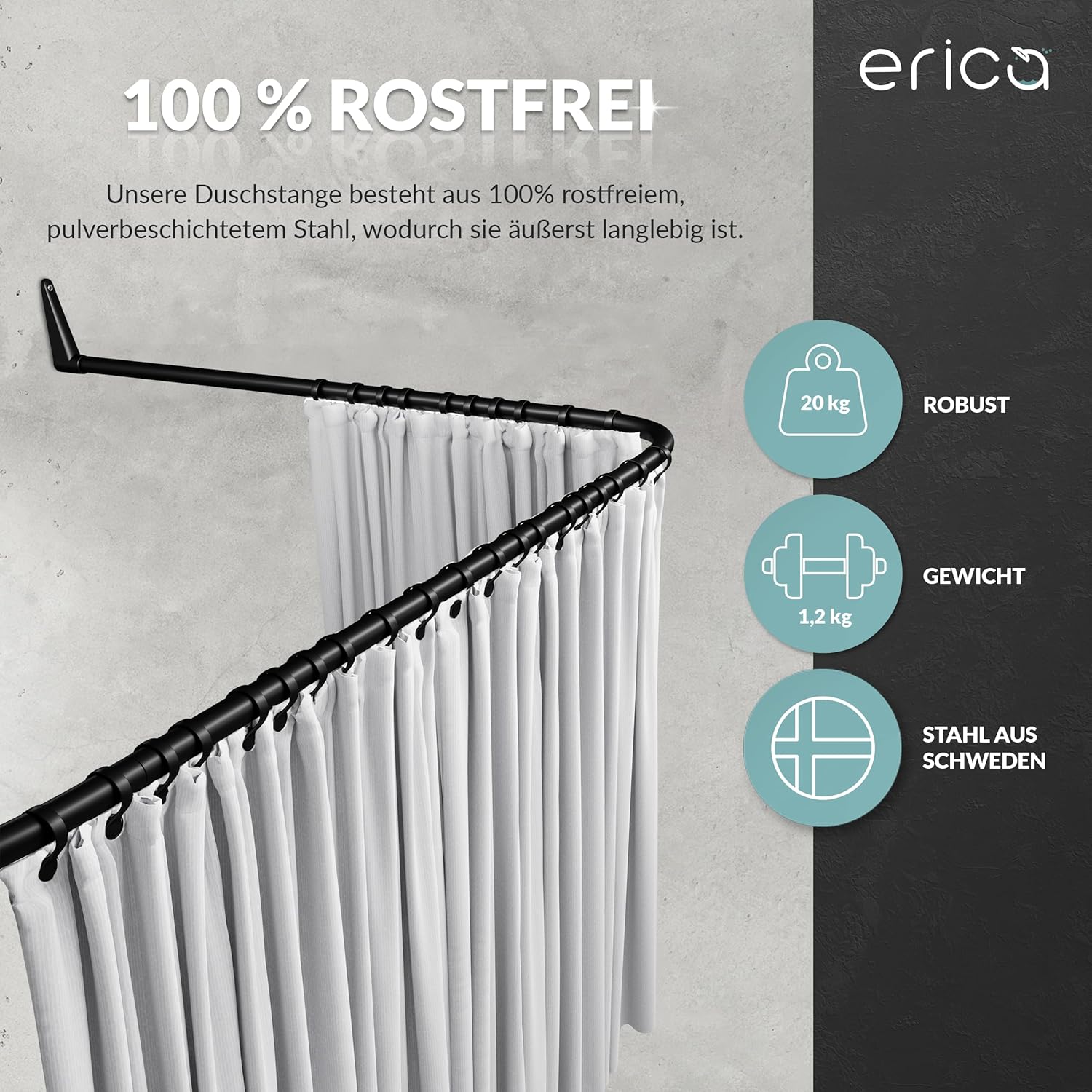 Thumbnail 4 de Erica Barra Ducha Inoxidable 85x95cm - Sin Fijación 🌧️