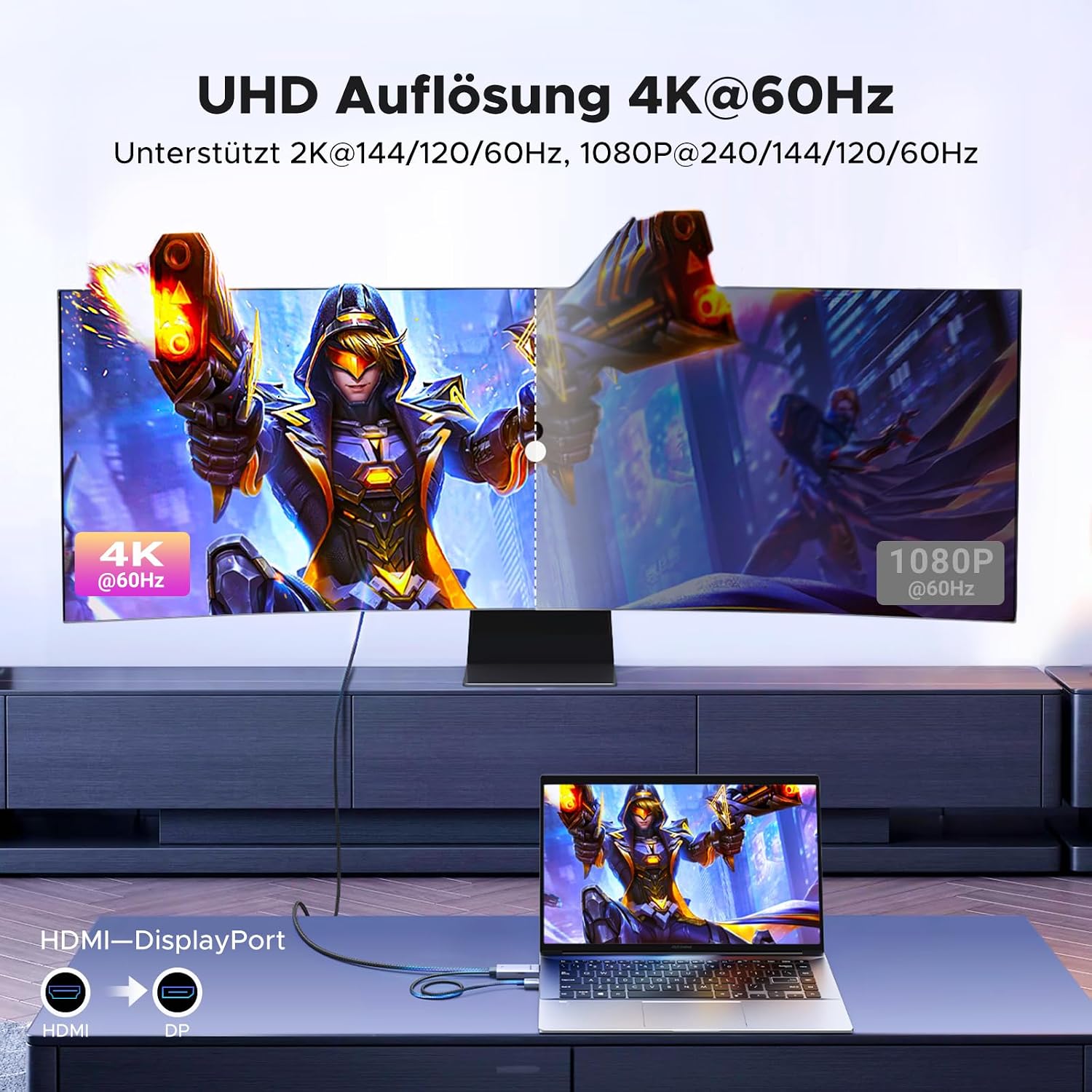 Detalle de UGREEN HDMI auf DisplayPort Kabel 2m