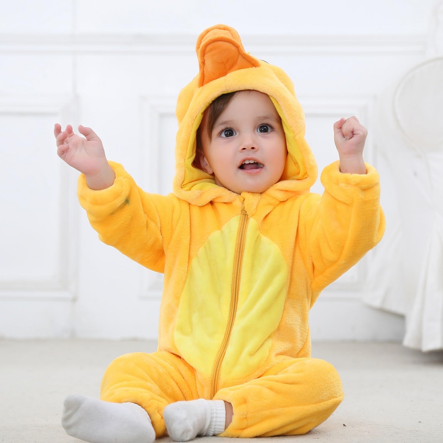 Thumbnail 2 de Hilmocho Baby Hooded Romper: Unisex Animal Cartoon Flannel Jumpsuit