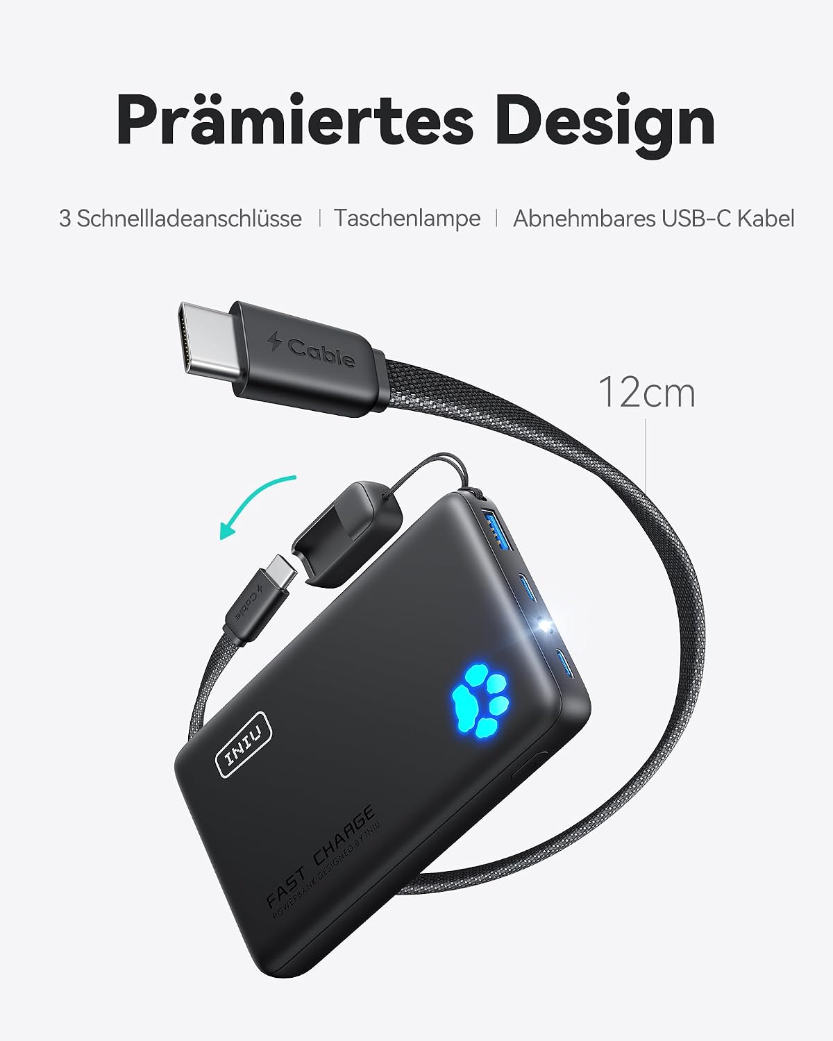 Detalle 2 de INIU Power Bank 45W 10000mAh kompakt
