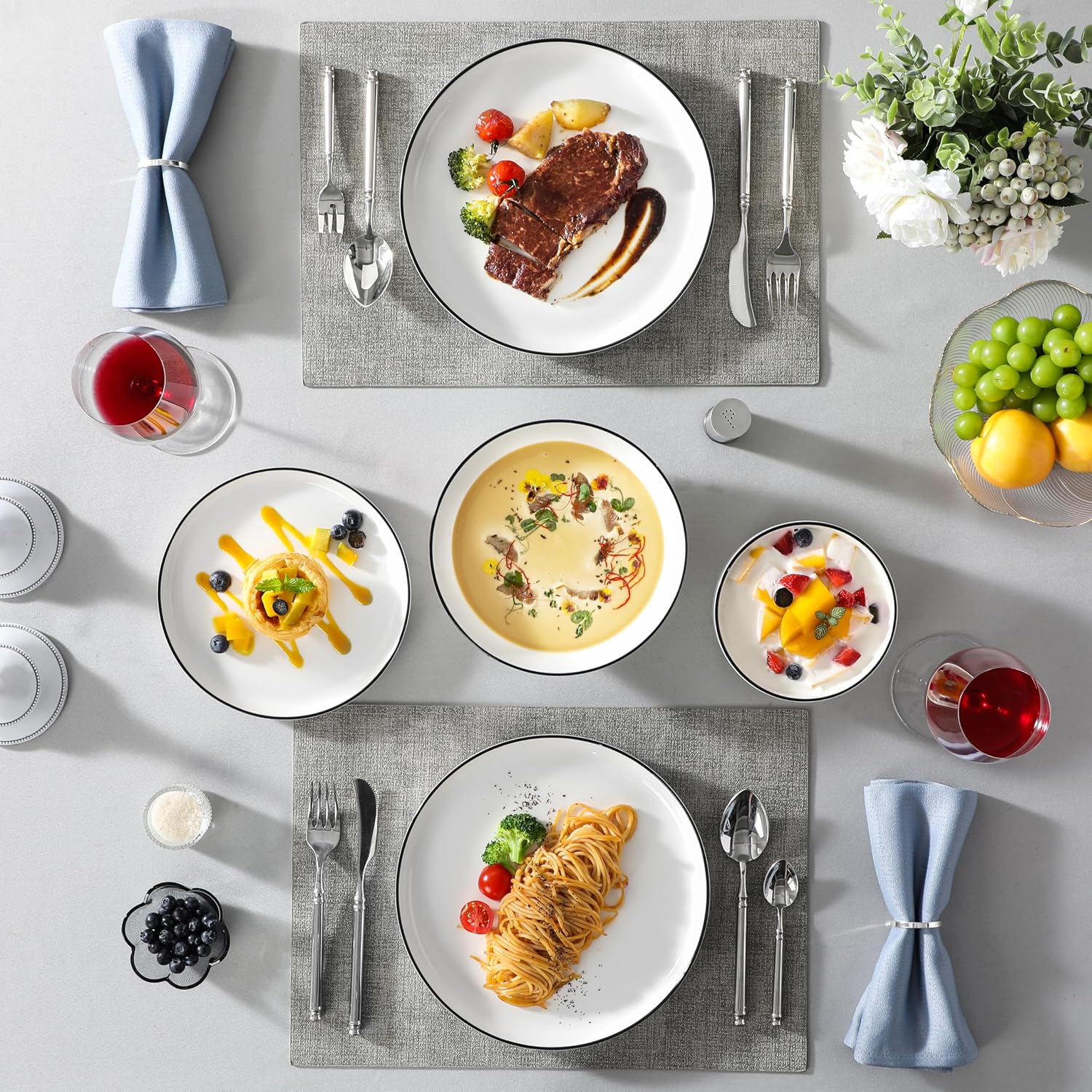 Thumbnail 5 de MALACASA LUNA 24-piece porcelain dinner set
