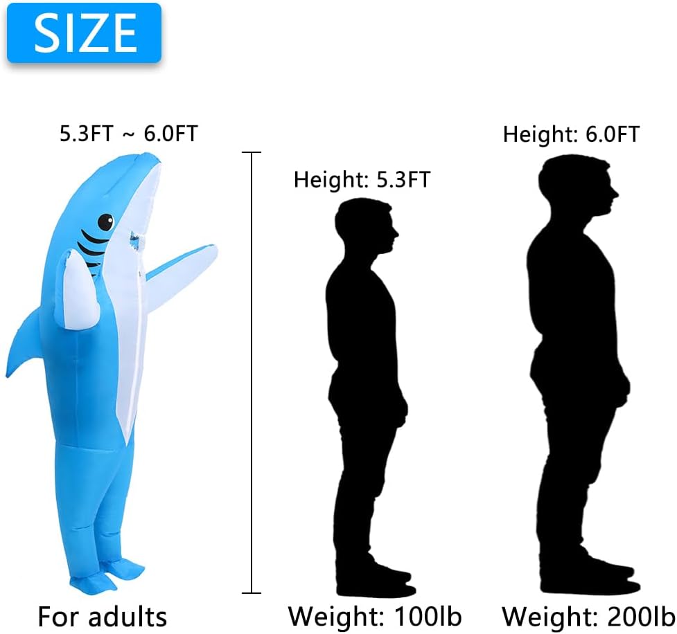 Detalle de KMiKE Inflatable Shark Costume for Adults and Kids with Battery-Powered Fan
