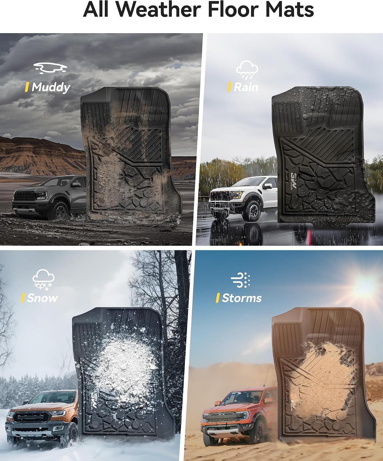 Thumbnail 5 de 3W Floor Mats Ford Ranger SuperCrew 2024 TPE