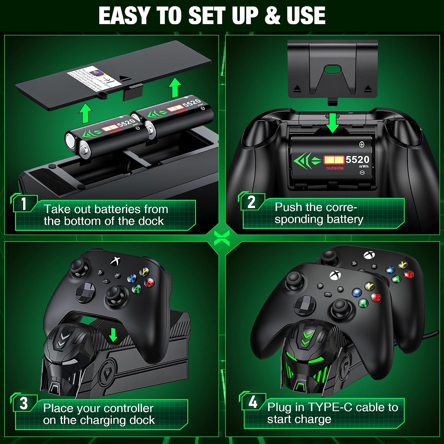 Thumbnail 5 de Charging Dock for Xbox Controller 5520mWh Batteries
