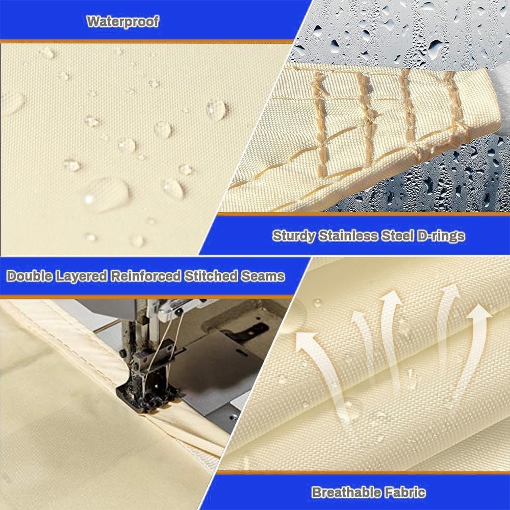 Detalle 2 de Voile d'ombrage rectangulaire 3 x 4 m avec œillets et fixation – protection UV et résistance aux intempéries