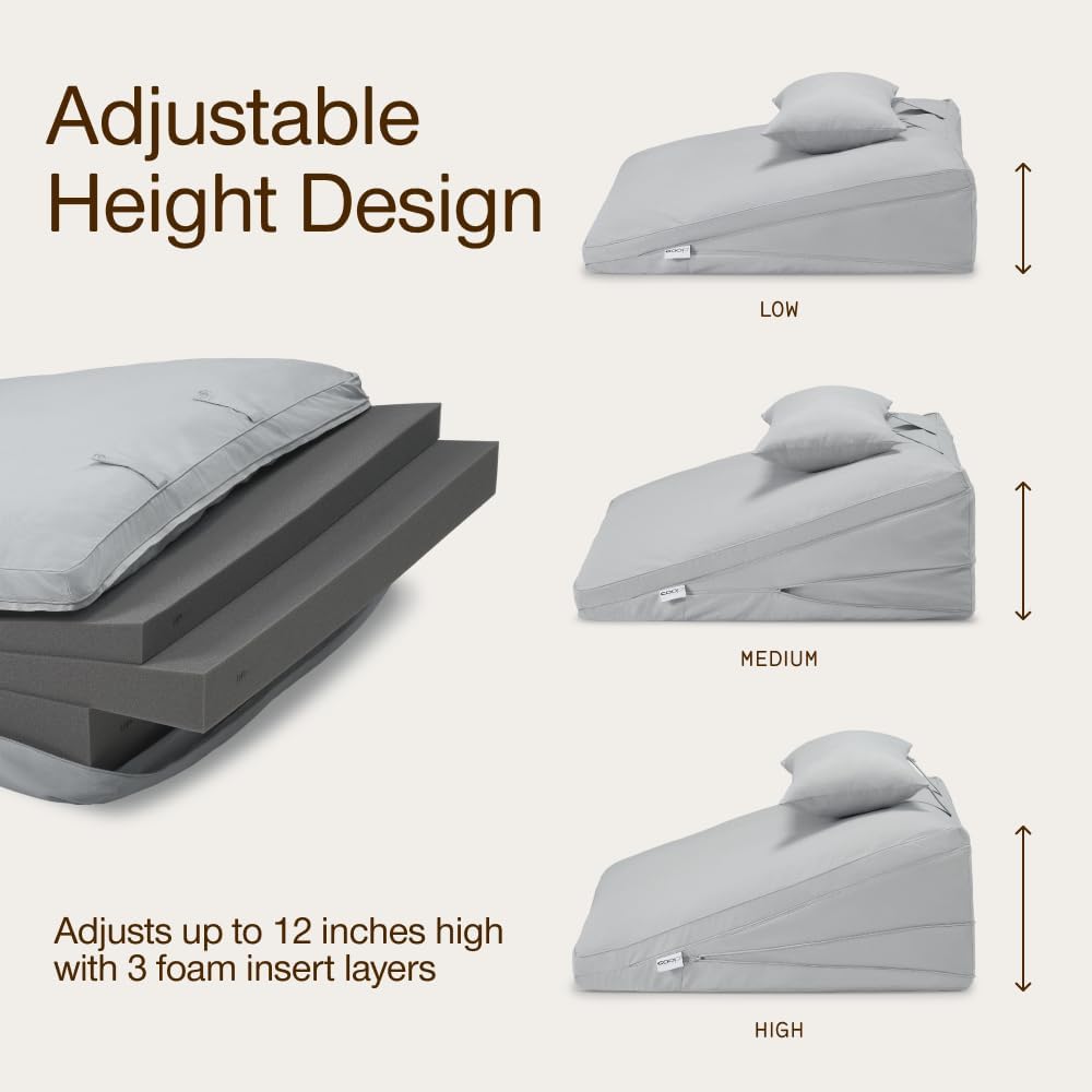 Detalle de Coop Home Goods CPL030OS-00 Adjustable Wedge Pillow with Memory Foam Top