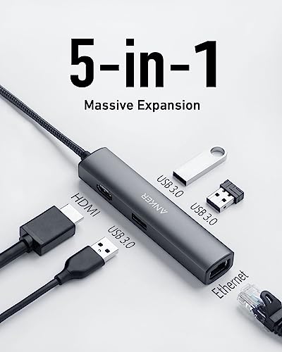 Detalle 2 de Anker 5 en 1: Adaptador USB C con HDMI y Ethernet 🌐