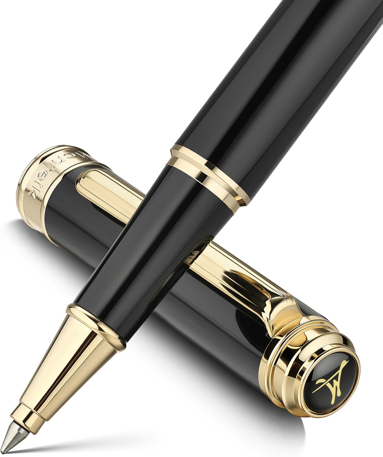Detalle de MCNTEIK 317 Rollerball in Piano Black Lacquer with 24K Gold Finish and Schmidt 888F Refill