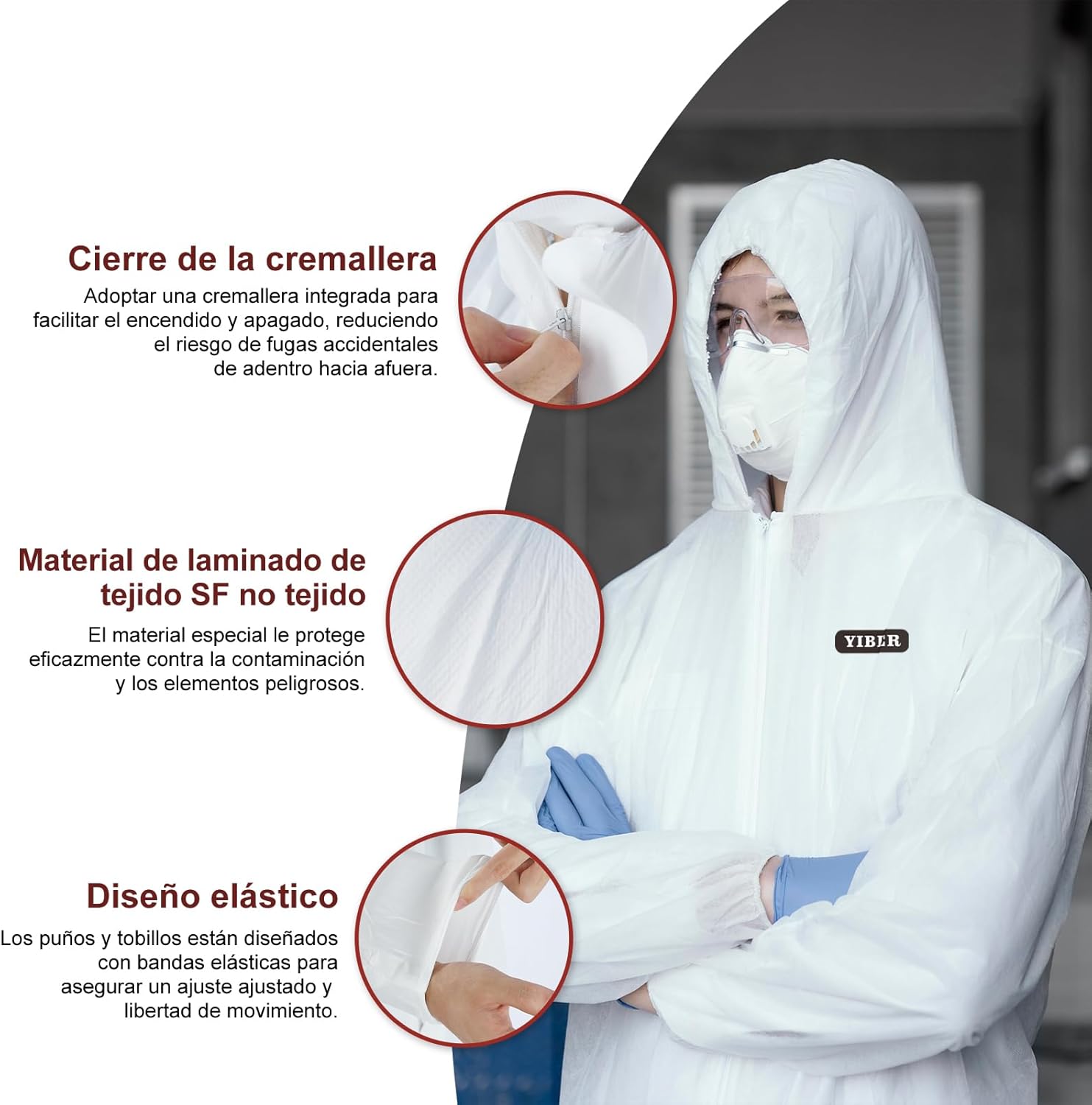 Detalle de YIBER Traje Protector Desechable S‑4XL