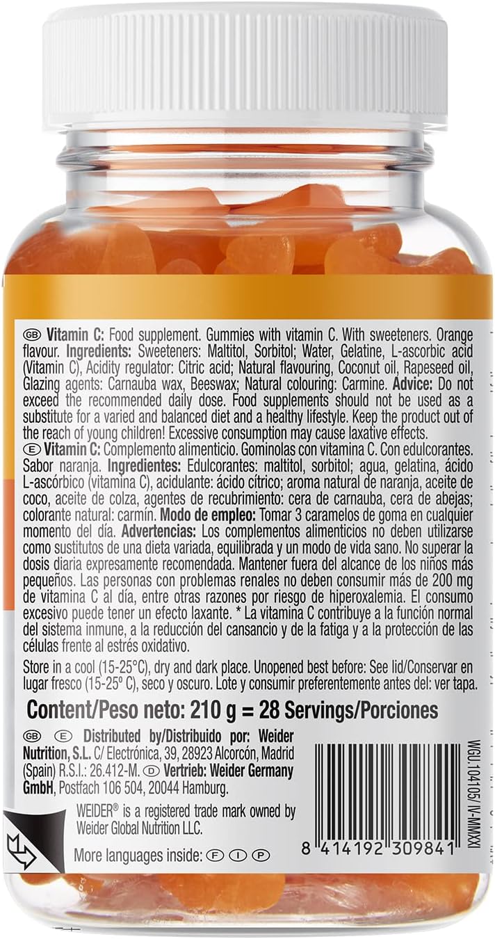 Thumbnail 4 de Weider Vitamin C Gummies (gominolas) 84 unités – sans sucre, sans gluten, arômes naturels