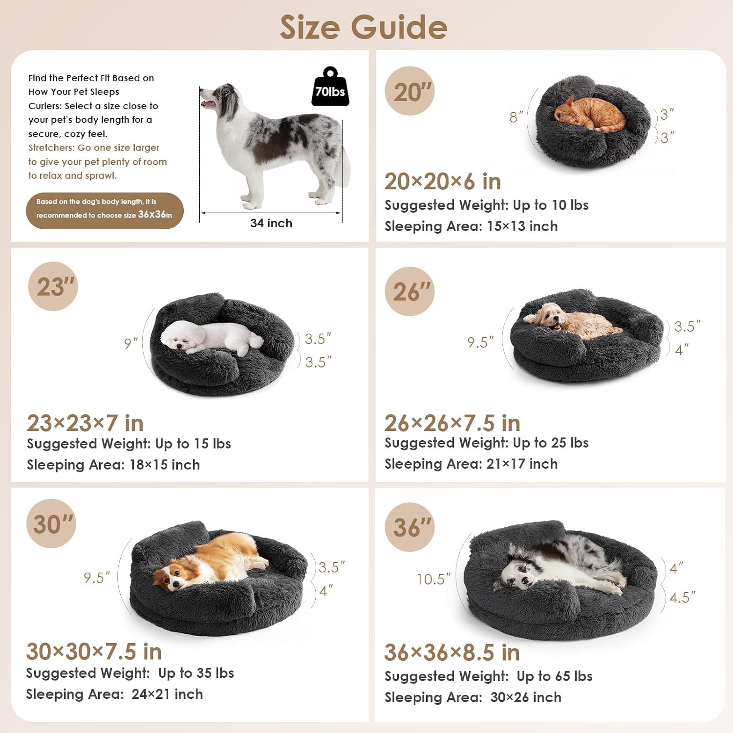 Detalle de EHEYCIGA Donut Dog Bed, 20-Inch