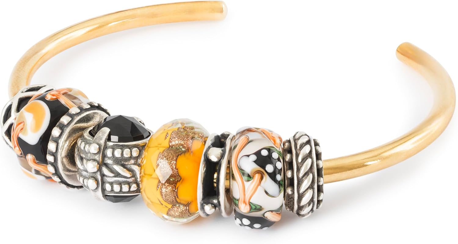 Detalle de Trollbeads Herbst Kollektion Pfad des Glücks 2024 – Silberbeads, handgefertigt (TAGBE-10285 Zeitlos Spacer)
