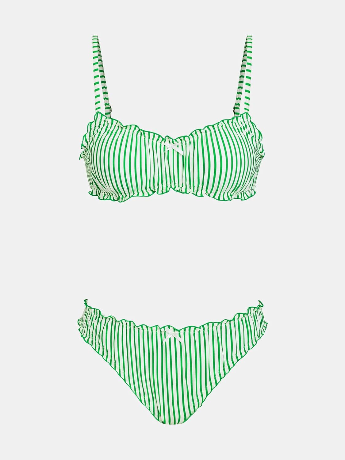 Detalle 2 de CUPSHE Bikini da donna due pezzi con scollo rotondo, volant e chiusura posteriore regolabile