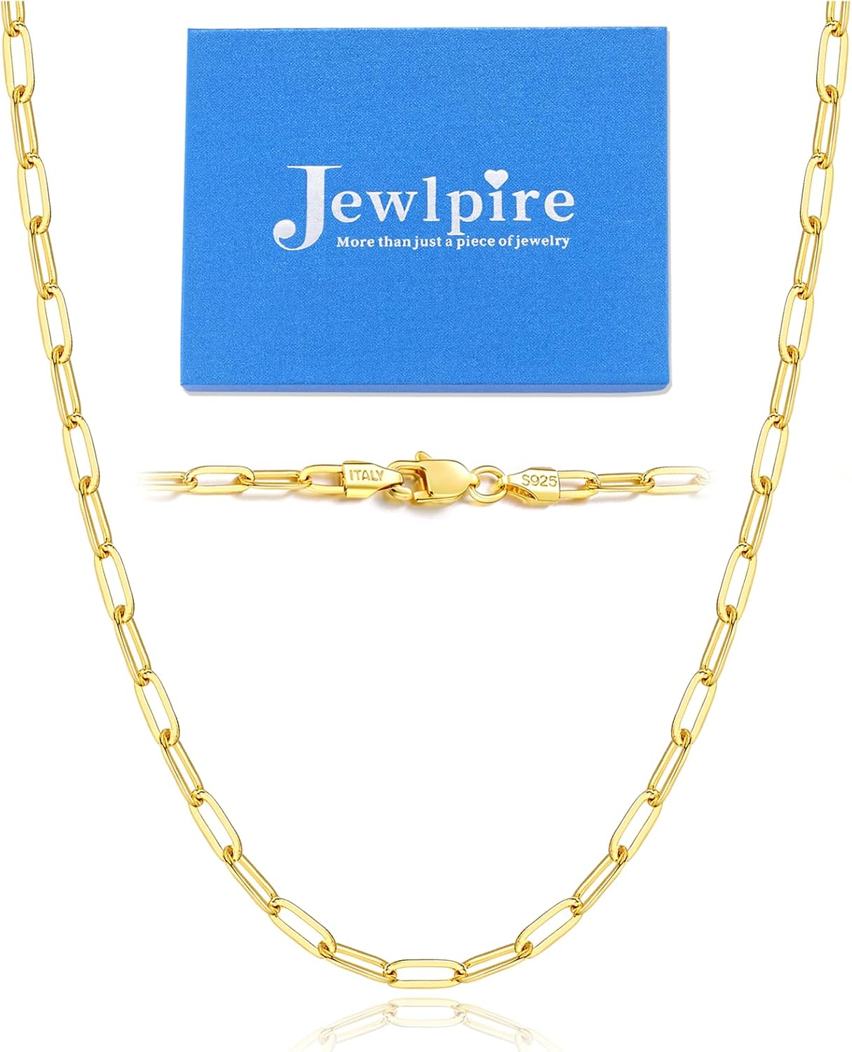 Detalle de Jewlpire Paperclip Chain Necklace, 925 Sterling Silver