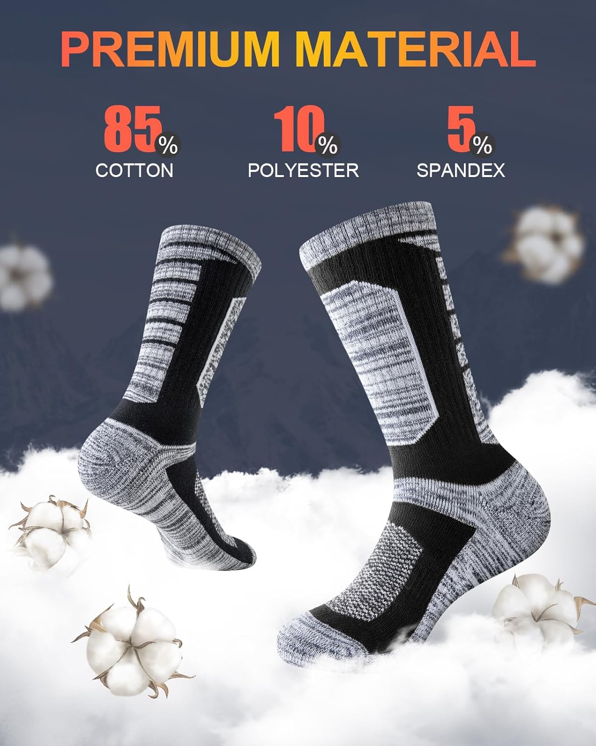 Detalle 2 de Niorasen Full Cushion Thermal Socks for Men – Thick Cotton, 5-Pack