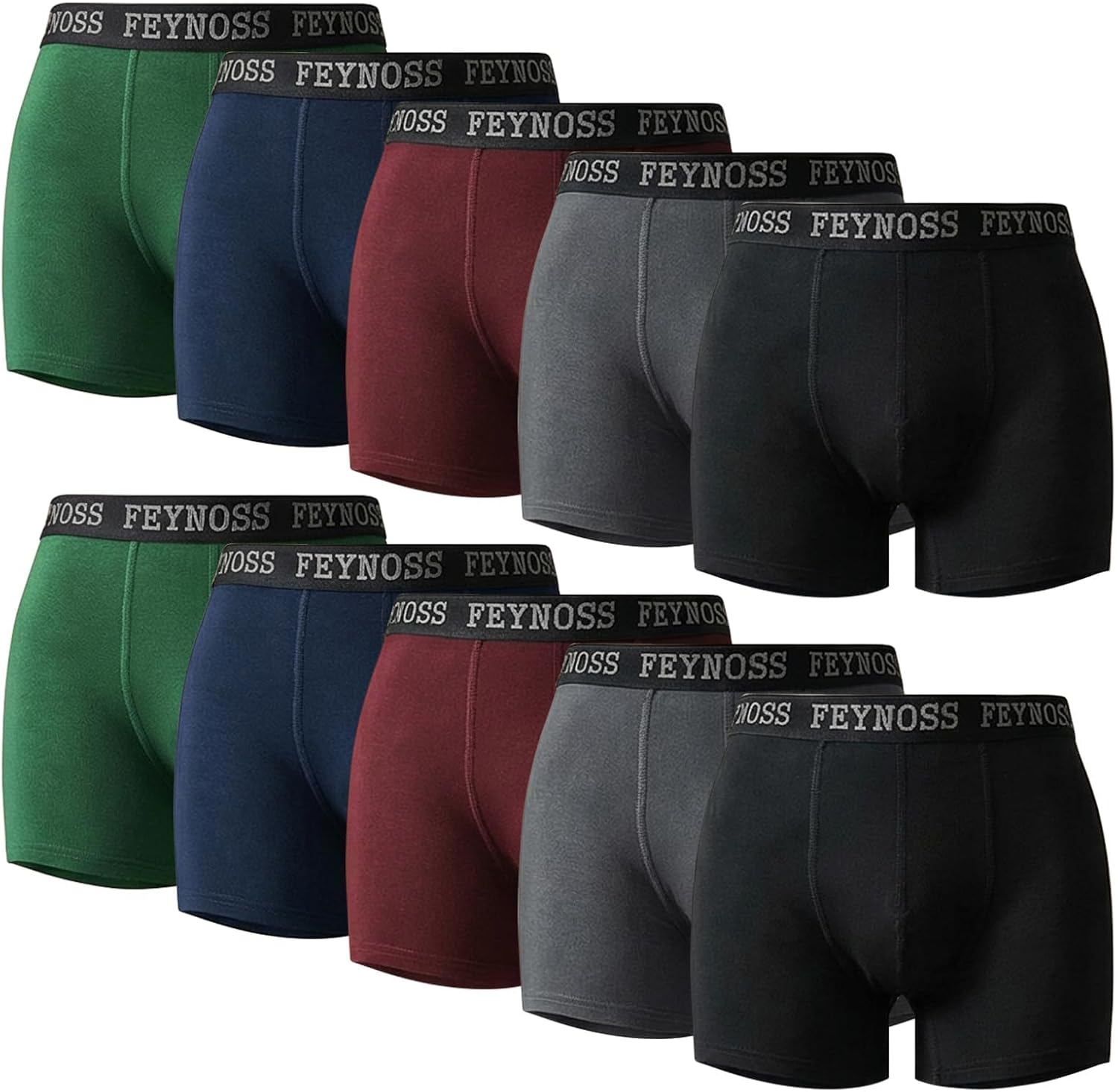 Detalle de feynoss Boxershorts Herren 10er Pack – atmungsaktive Baumwolle, etikettenlos, elastischer Bund