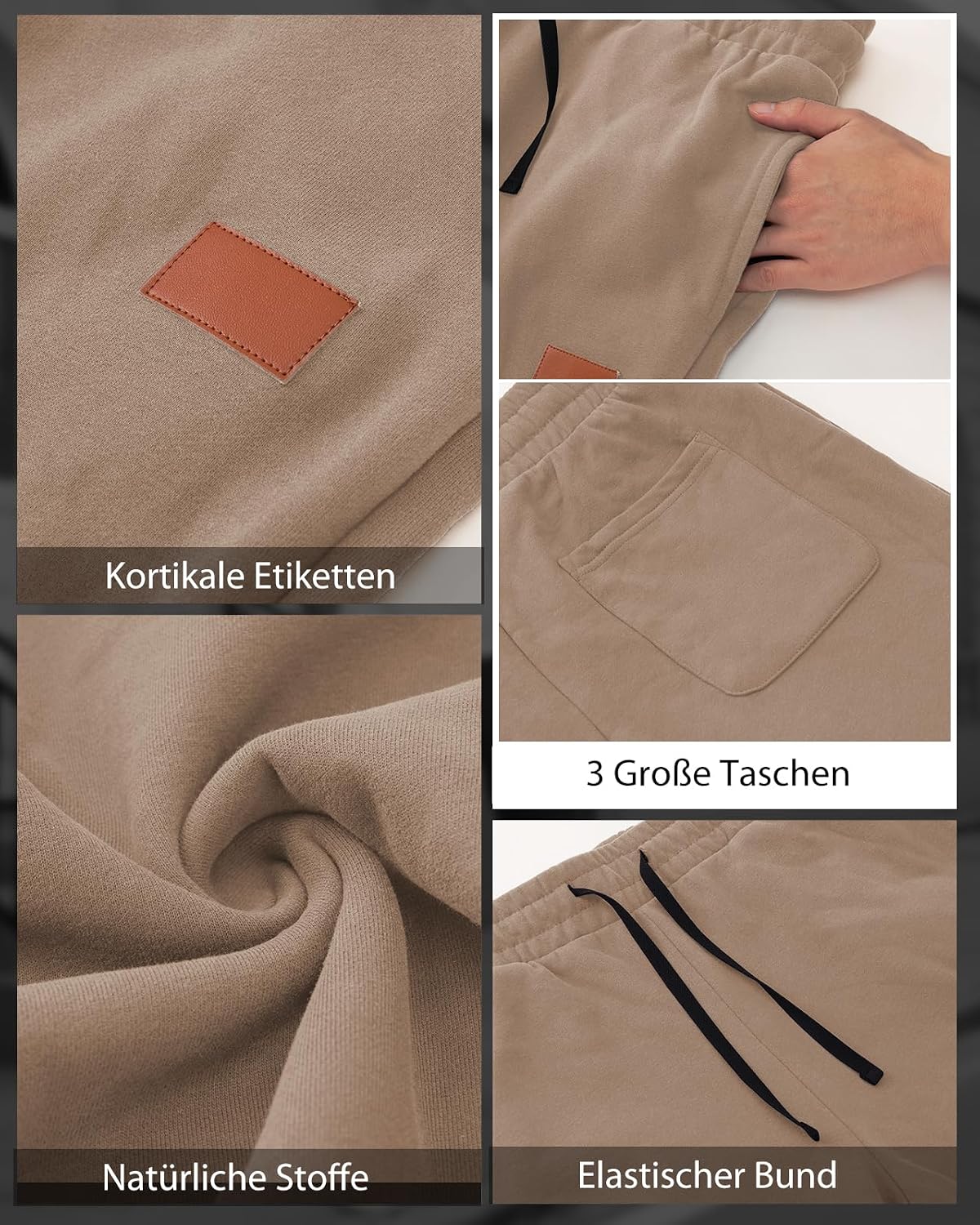 Detalle 2 de HMIYA Herren Jogginghose aus Baumwolle mit Taschen – klassische Sweathose für Sport & Freizeit