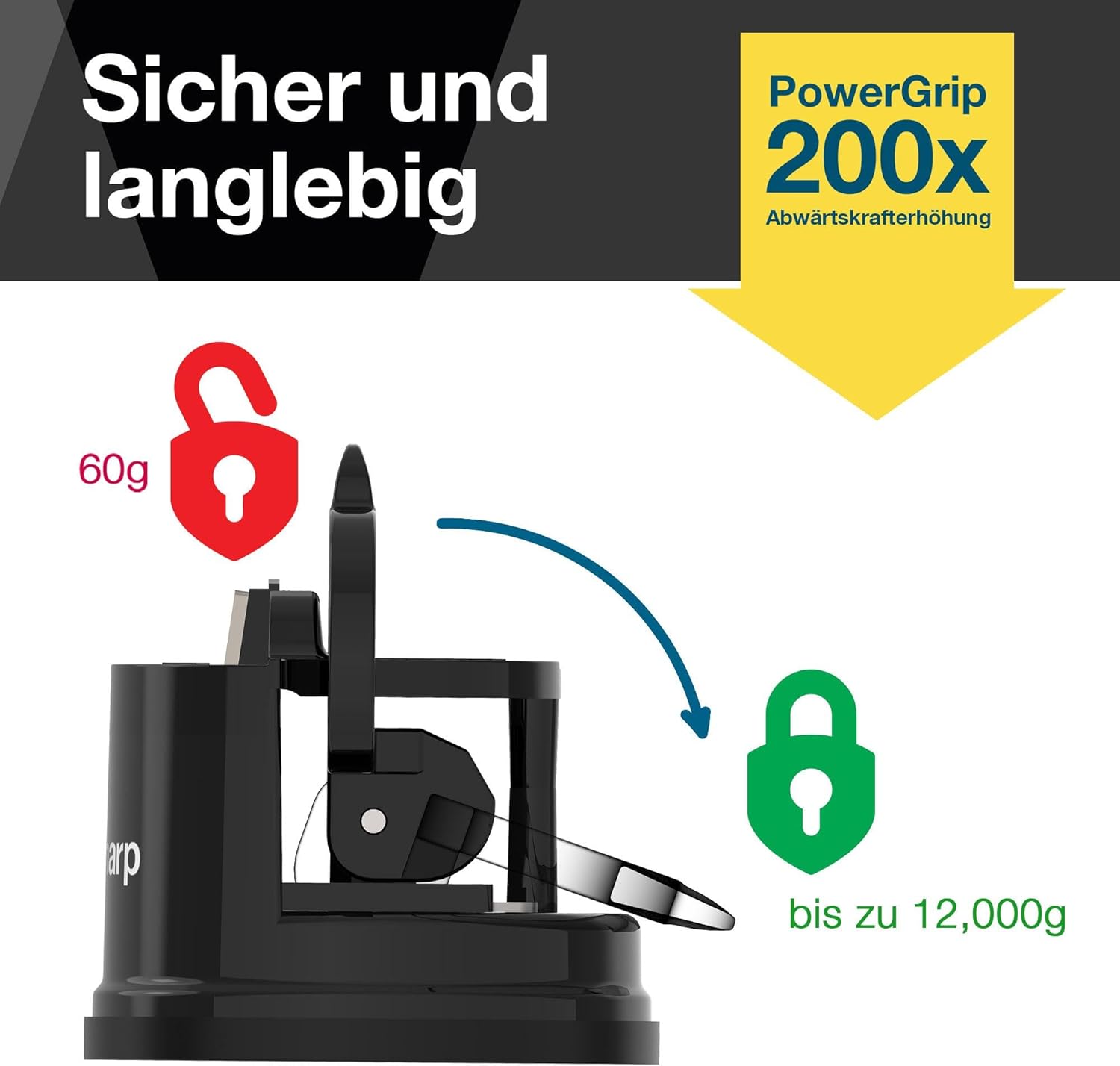 Thumbnail 2 de AnySharp Classic Messerschärfer & Messerschleifer mit PowerGrip Saugnapf – freihändiges Schärfsystem