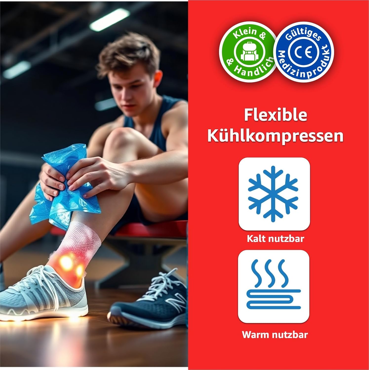 Thumbnail 2 de 2x Kalt/Warm Kompressen (Kühlpads & Gelkissen) 29x12 cm – MADE IN GERMANY