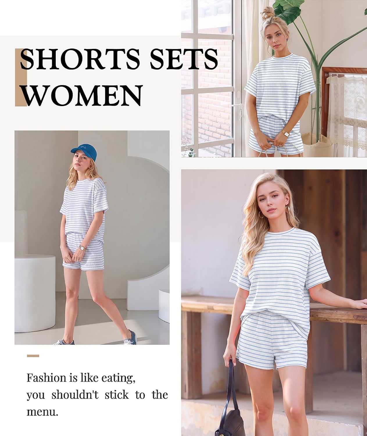 Detalle de MARZXIN 2-Piece Summer Jogger Set for Women: Ribbed Knit Tee + Loose Shorts