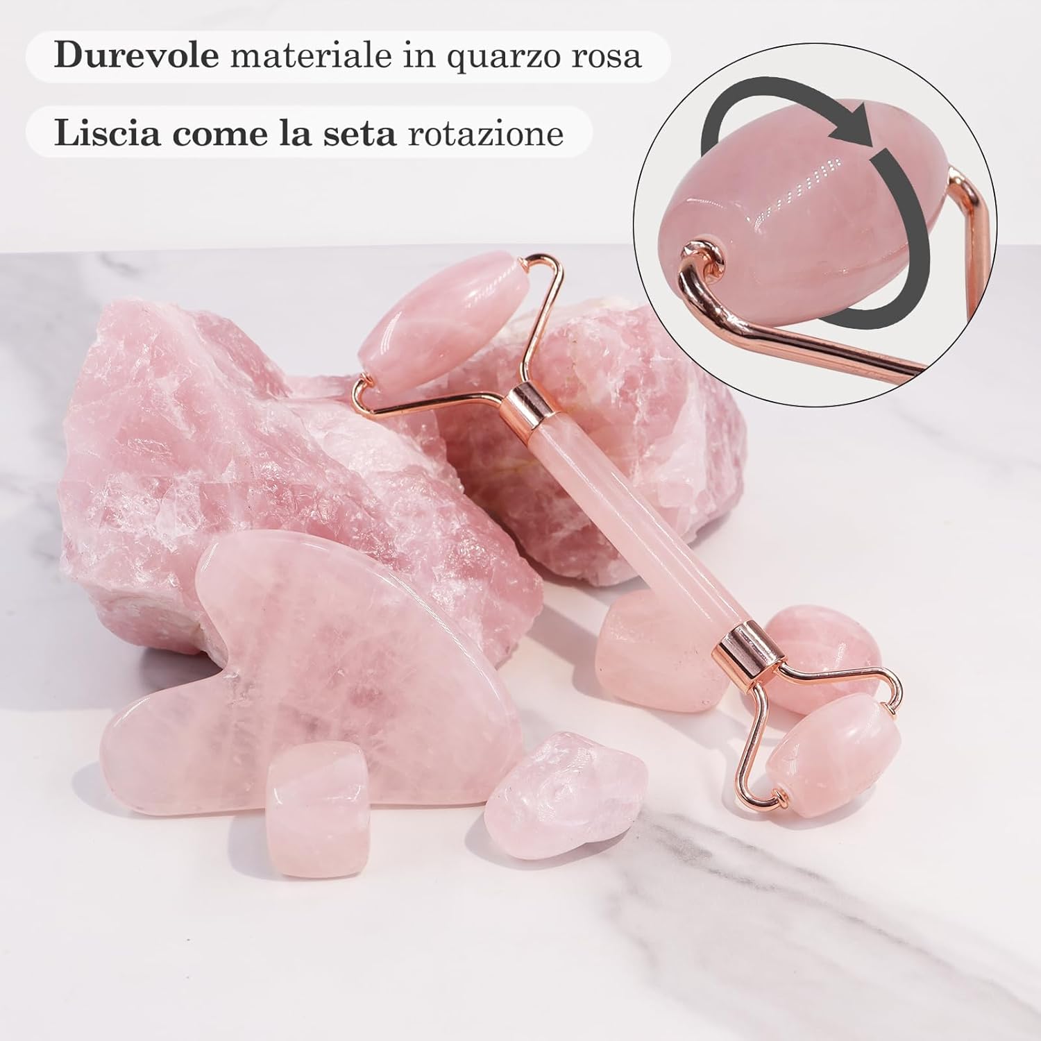 Detalle 2 de GUGUG Gua Sha Rullo di Quarzo Rosa per il Viso