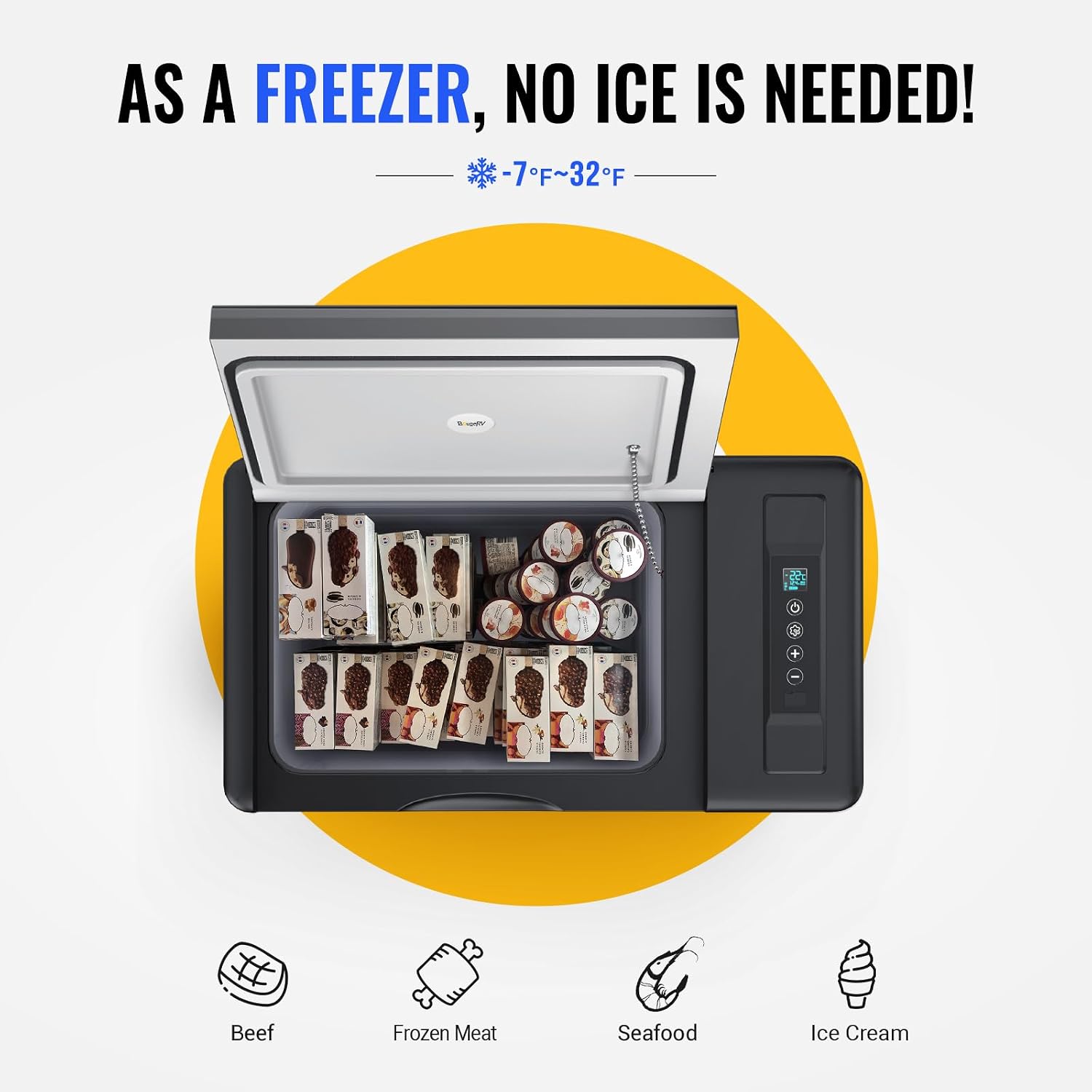 Detalle 2 de BougeRV CR22 23-Quart Portable Refrigerator/Freezer, 12/24V DC and 110V AC