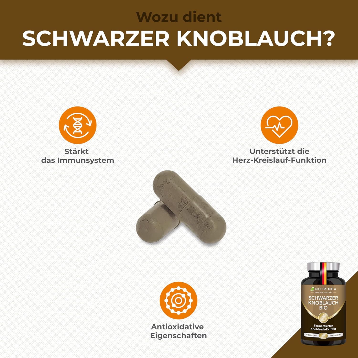 Thumbnail 5 de Nutrimea Schwarzer Knoblauch Bio – Reiner Extrakt fermentiert, hochdosiert in veganen Kapseln